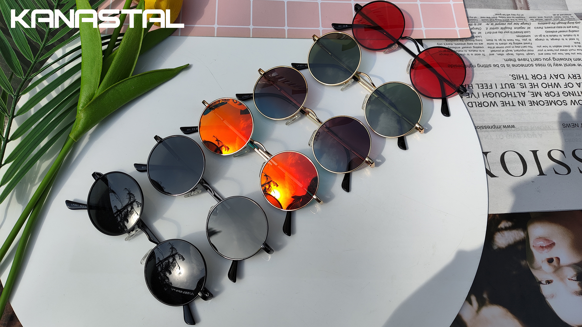 thumbnail video image 2 of KANASTAL Round Sunglasses Polarized for Women Men Sun Glasses Circle Hippie Style Retro UV400 Protection Deep Green Lens, 2 of 7