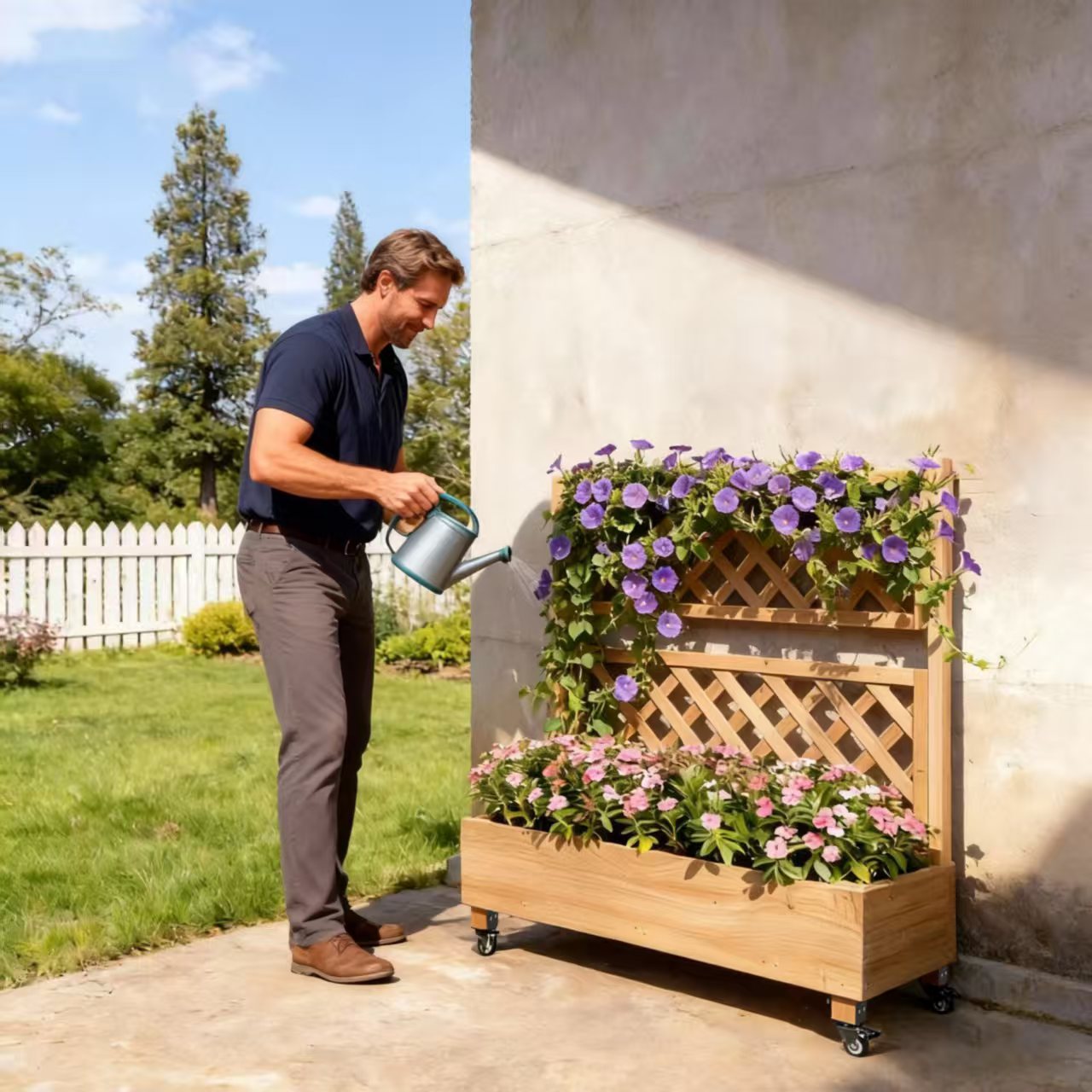 thumbnail video image 2 of Raised Garden Bed with Trellis, Wheels & Drainage - Planter Box & Privacy Screen, 2 of 10