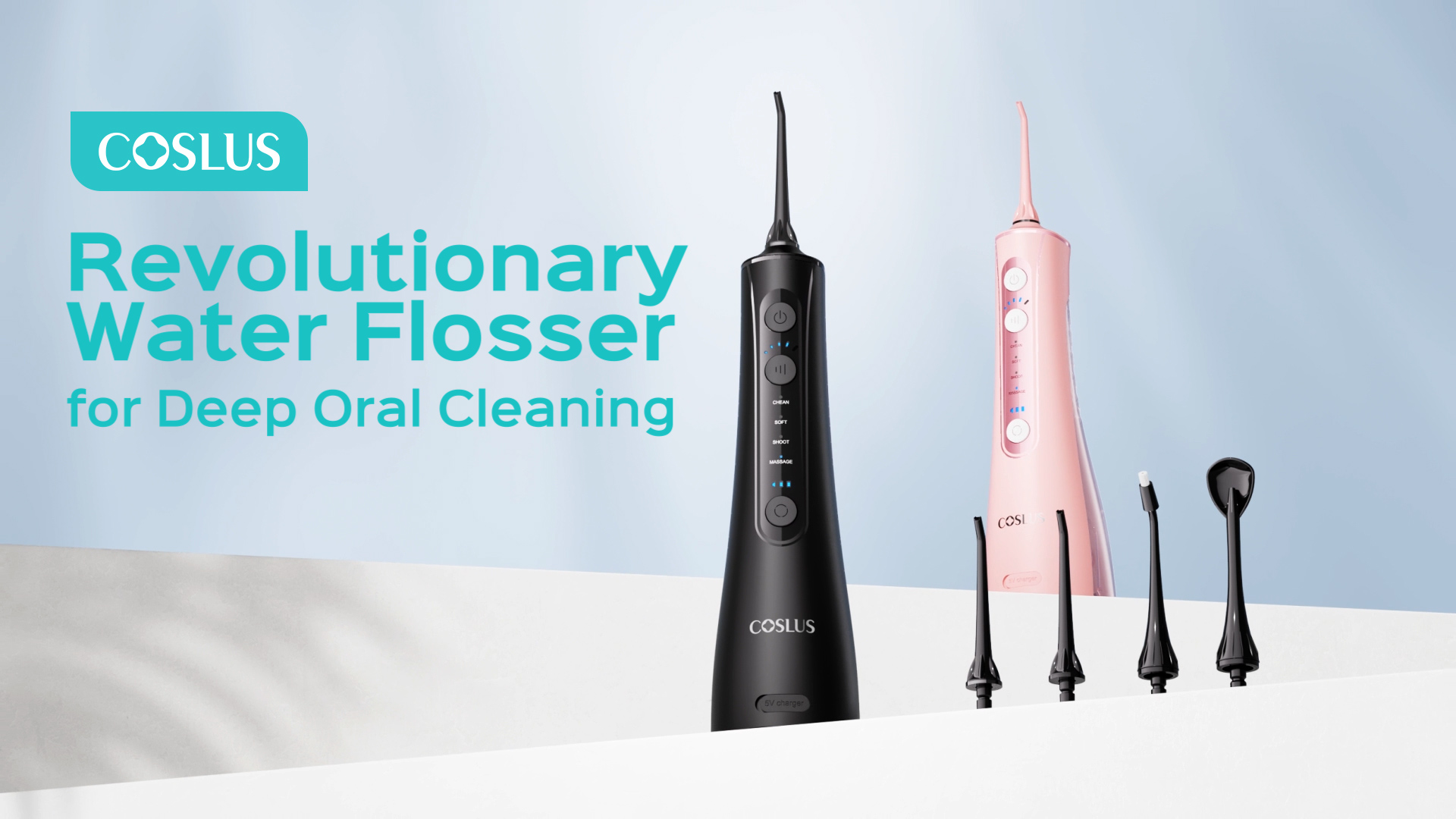 thumbnail video image 3 of COSLUS Water Dental Flosser Pick For Teeth,4 Modes 5 Intensities,Portable Rechargeable Water Dental Flosser Oral Irrigator for Travel Home Black, 3 of 11