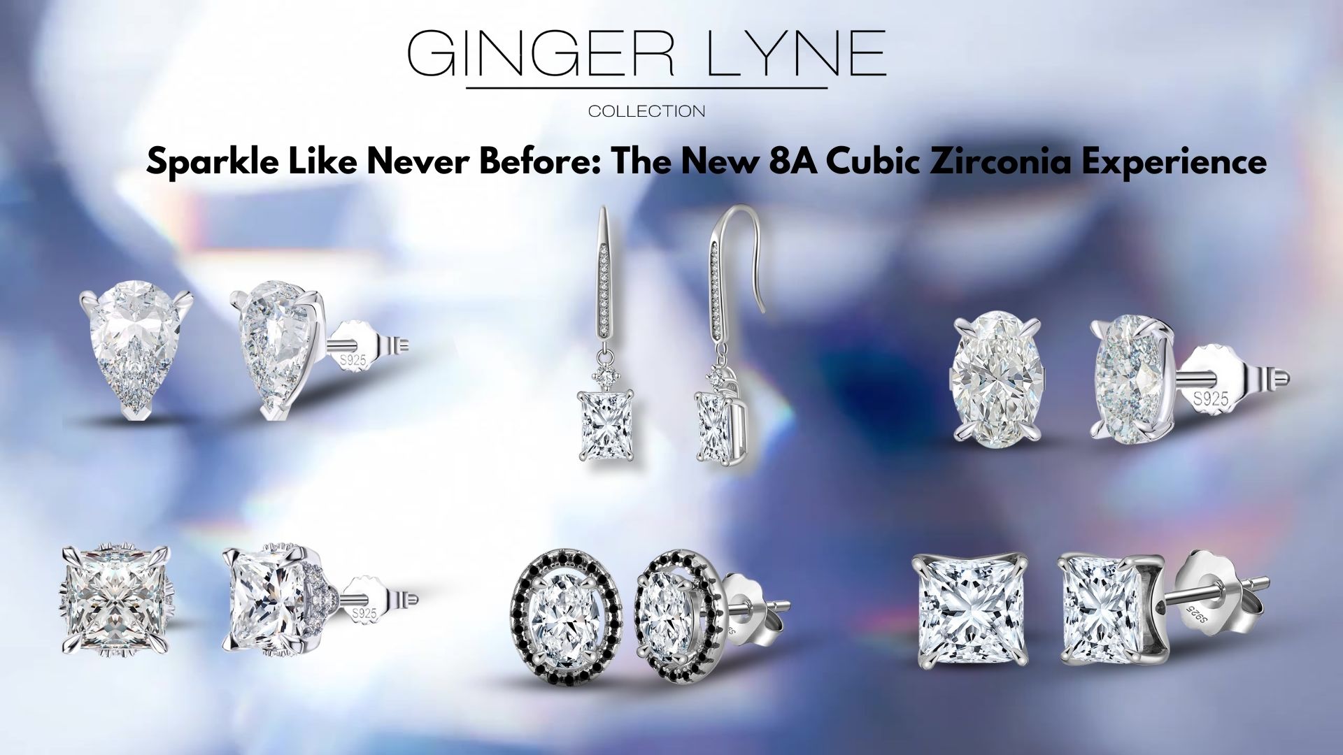 thumbnail video image 2 of Black Halo Oval Cut Stud Earrings for Women Simulated Diamond Sterling Silver Ginger Lyne, 2 of 7