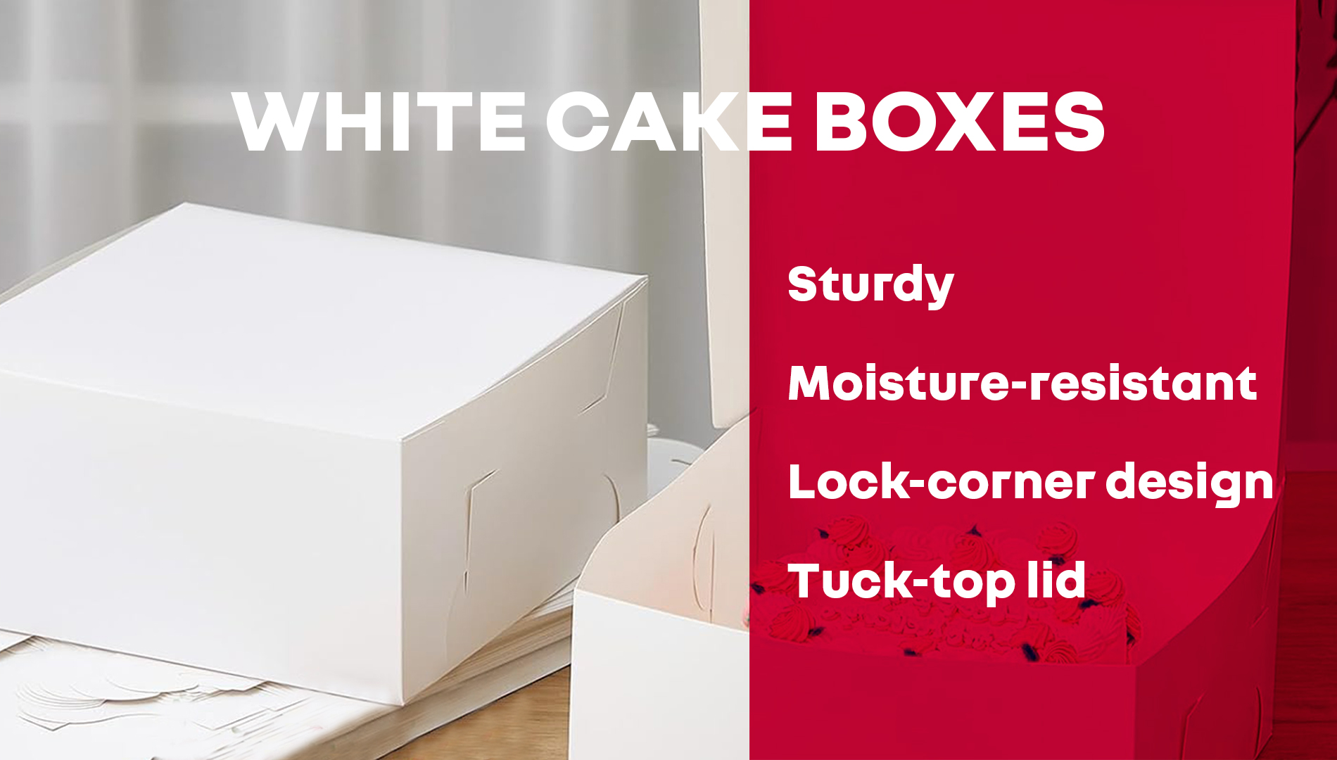thumbnail video image 2 of Inch White Cake Boxes, One-Piece Bakery Packaging, 250 Count, 2 of 8
