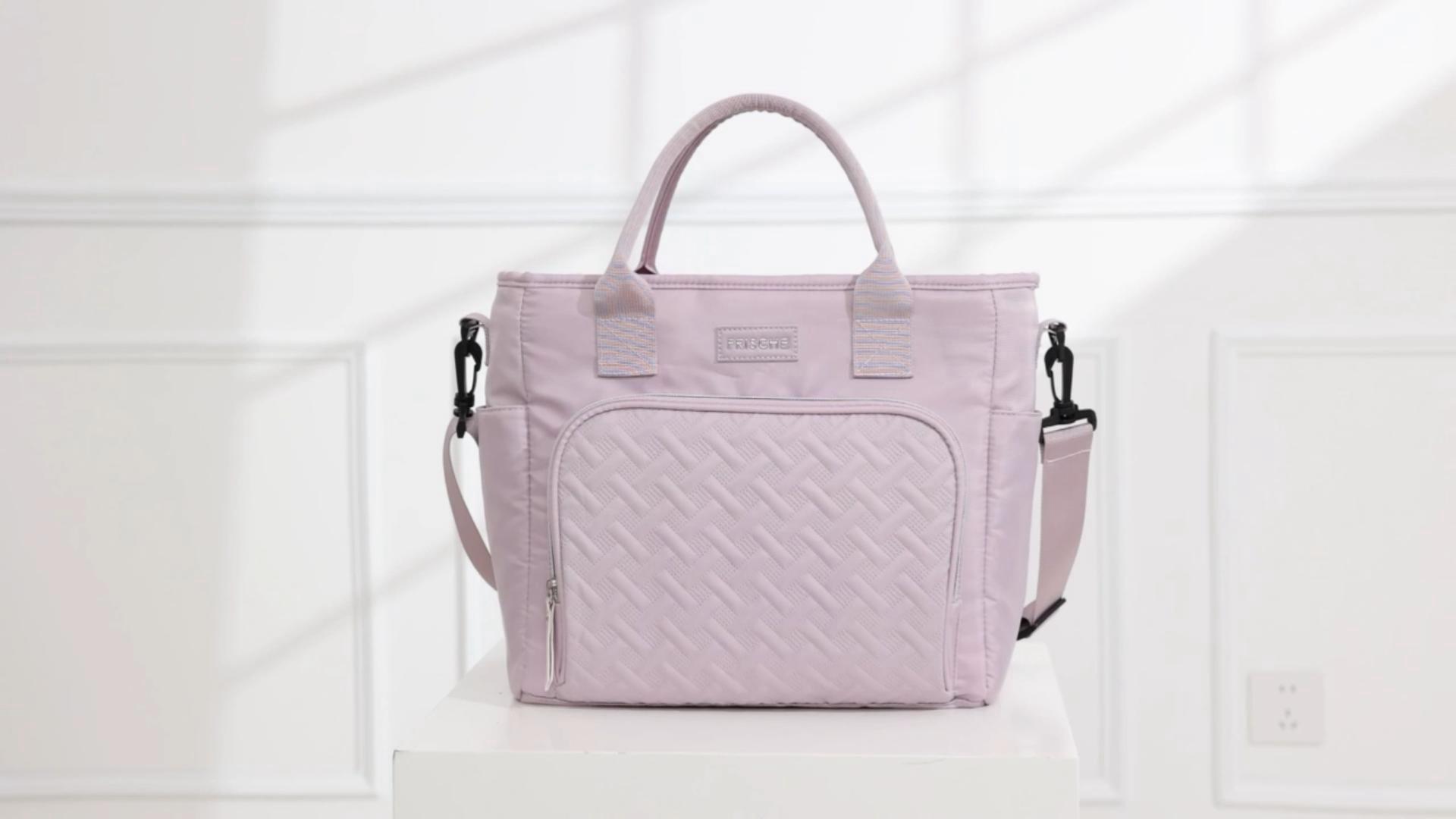 thumbnail video image 2 of Womens Lunch Bag Insulated Lunch Tote Bags Pink Lunch Box Leakproof with Shoulder Strip, 2 of 8