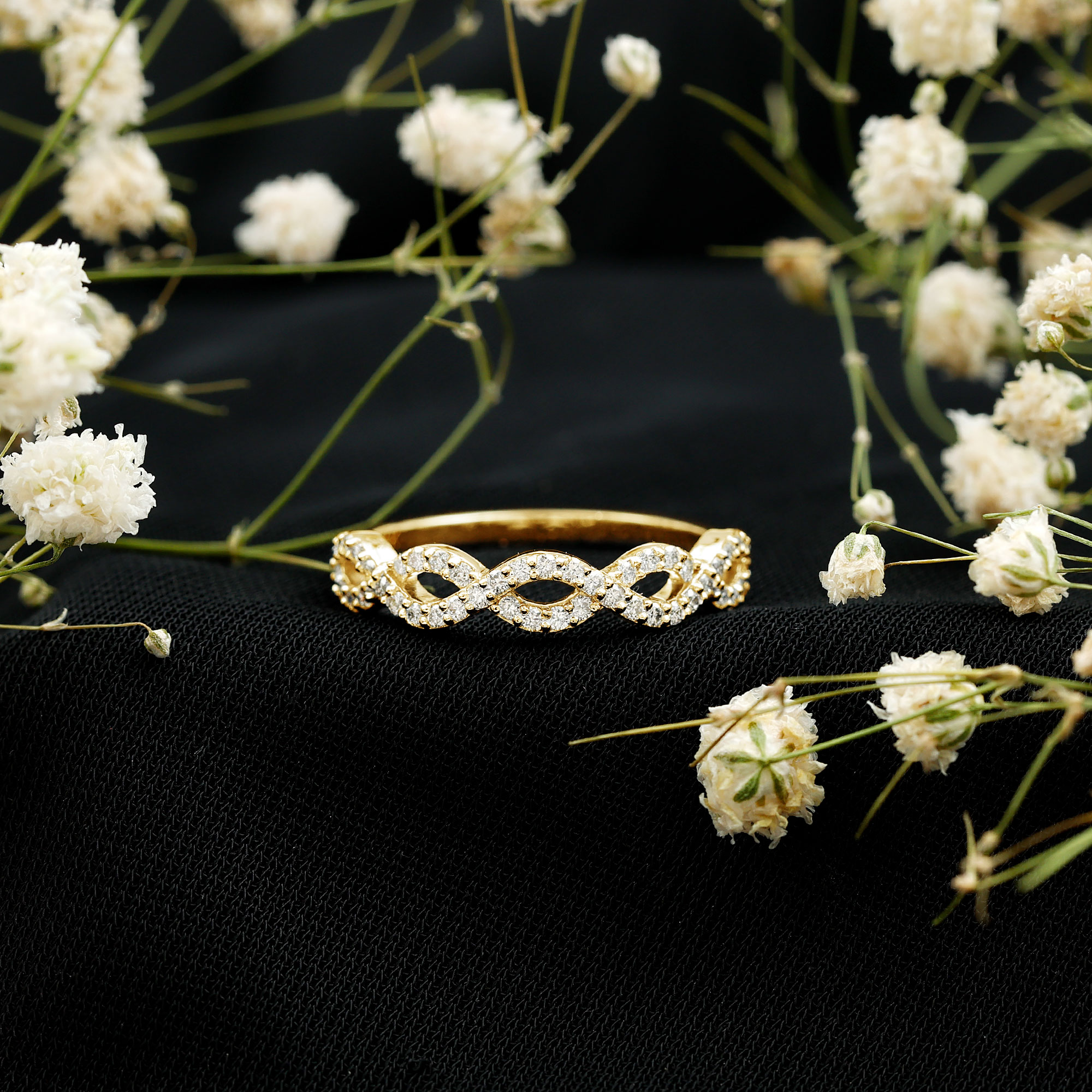 thumbnail video image 2 of Rosec Jewels Lab Grown Diamond Infinity Ring - Half Eternity Ring for Women - EF-VS Quality - Ready to Gift for Valentines, 14K Yellow Gold, US 12.50, 2 of 9