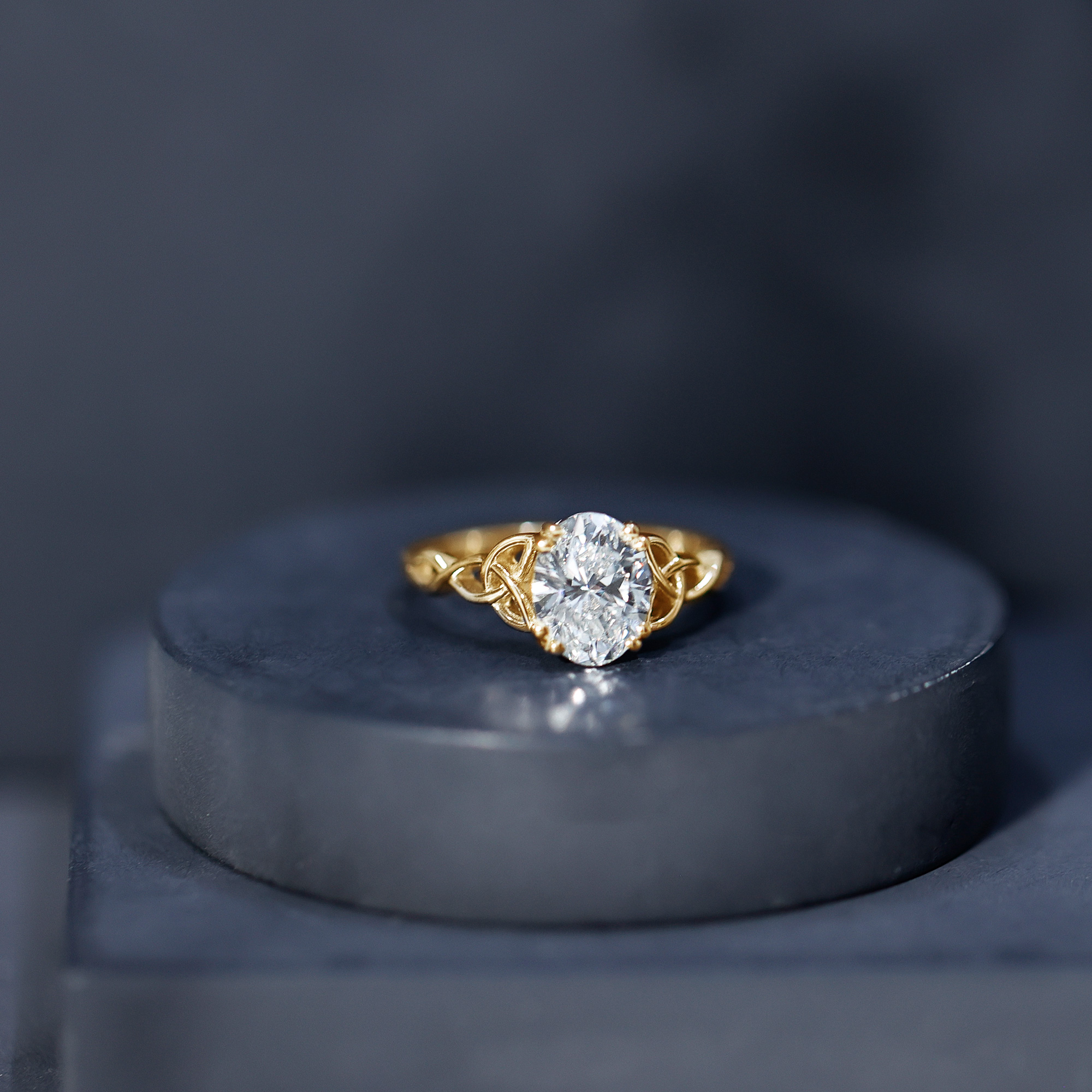thumbnail video image 2 of Rosec Jewels - Lab Grown Diamond Oval Engagement Ring 2 Carat - Big Diamond Celtic Knot Ring (EF-VS Quality), 14K Yellow Gold, US 9.50, 2 of 7