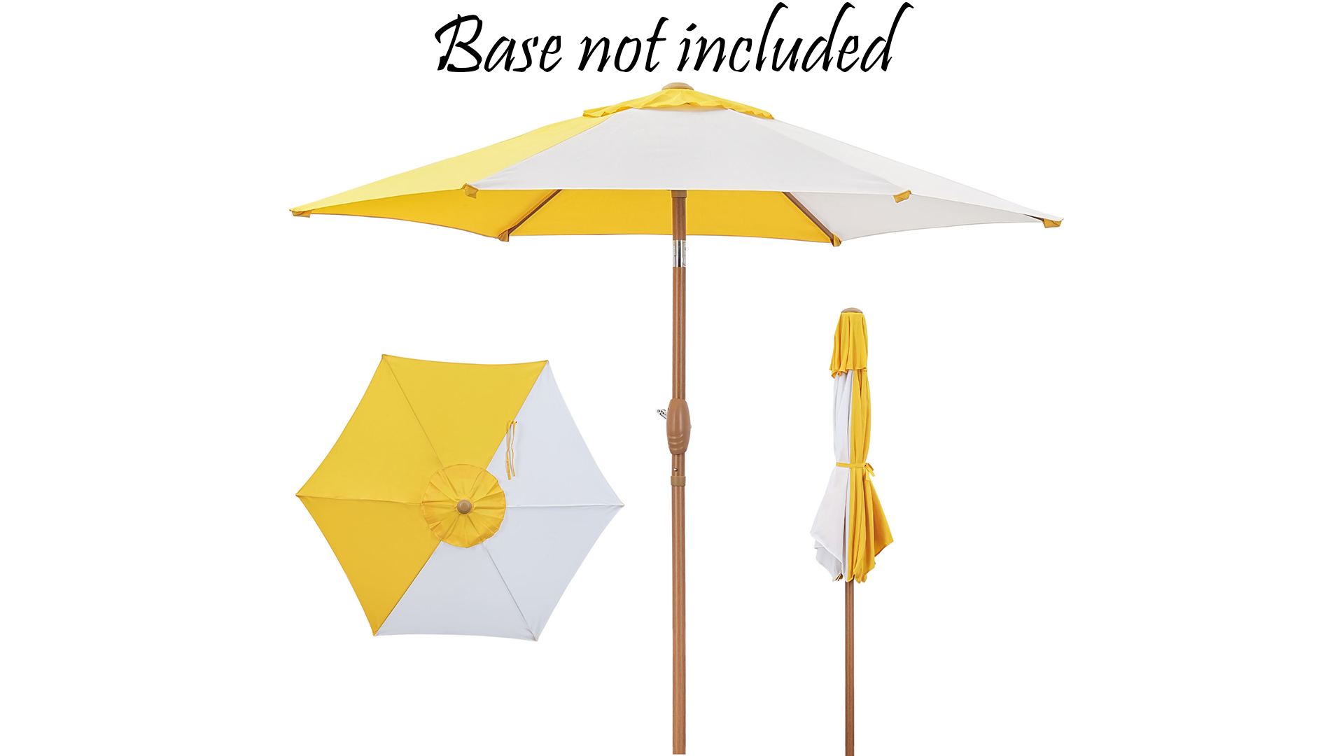 thumbnail video image 2 of Autlaycil 7.5ft Patio Umbrella and Button Tilt Sun Shelter UV Protection Beach for Market, Beach, Patio, Pool, Garden Backyard (Yellow and White), 2 of 7