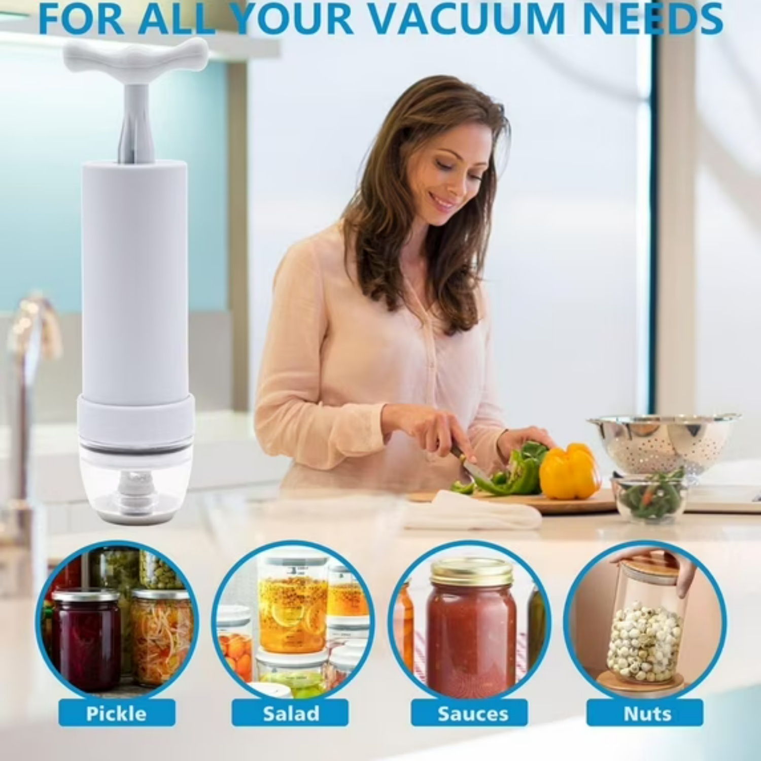 thumbnail video image 2 of LiJingR 16-in-1 Mason Jar Vacuum Sealer Kit, Portable Hand Pump with Wide and Regular Mouth Lids, 2 of 11