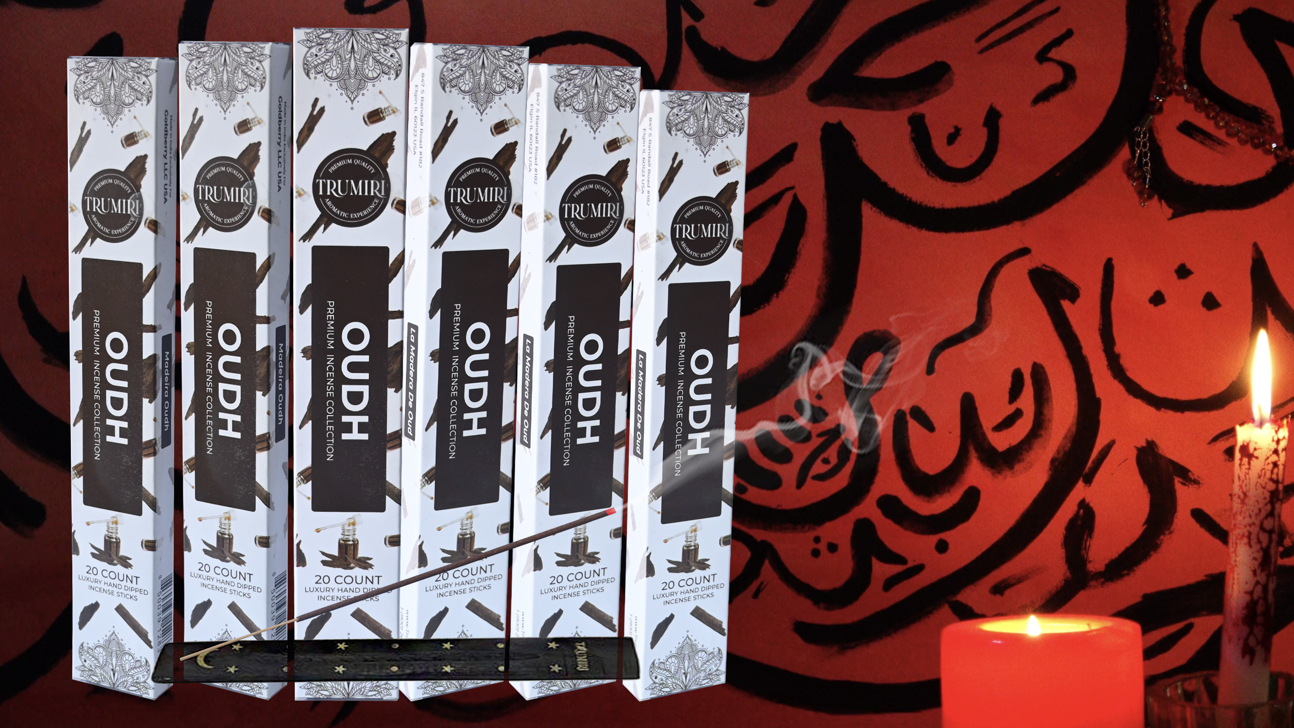 thumbnail video image 2 of Oud Incense Sticks - Agarwood - Total 120 Insence-Sticks - 6 Packs of 20 Insense - Inciensos - Inscents - Natural Non Toxic Ingredients - Incents - Incence - Inscense - Insents, 2 of 8