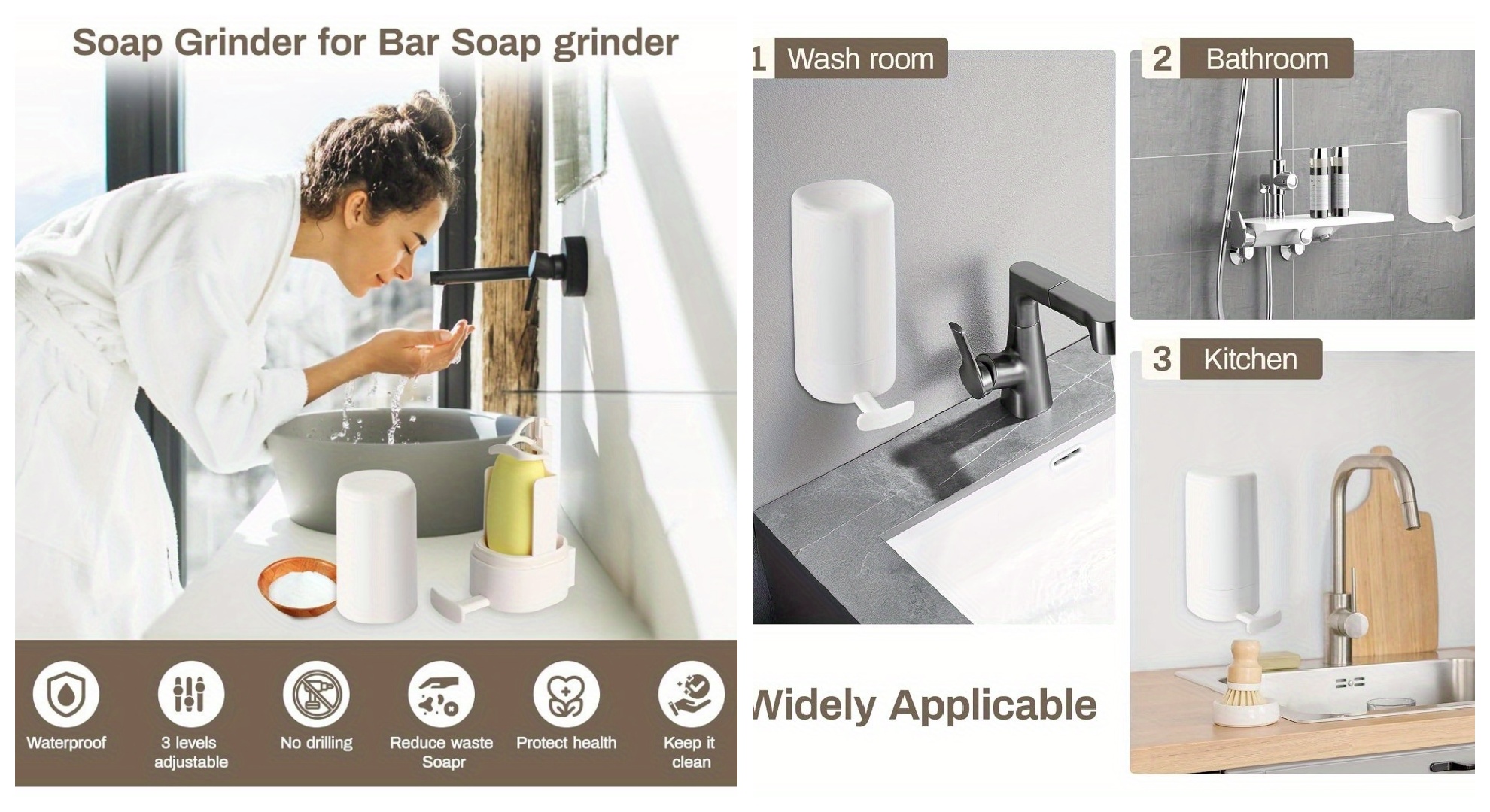 thumbnail video image 2 of Unbranded Oval White Wall Mounted Soap Dispenser, 1 Piece, 1 Pack, 2 of 8