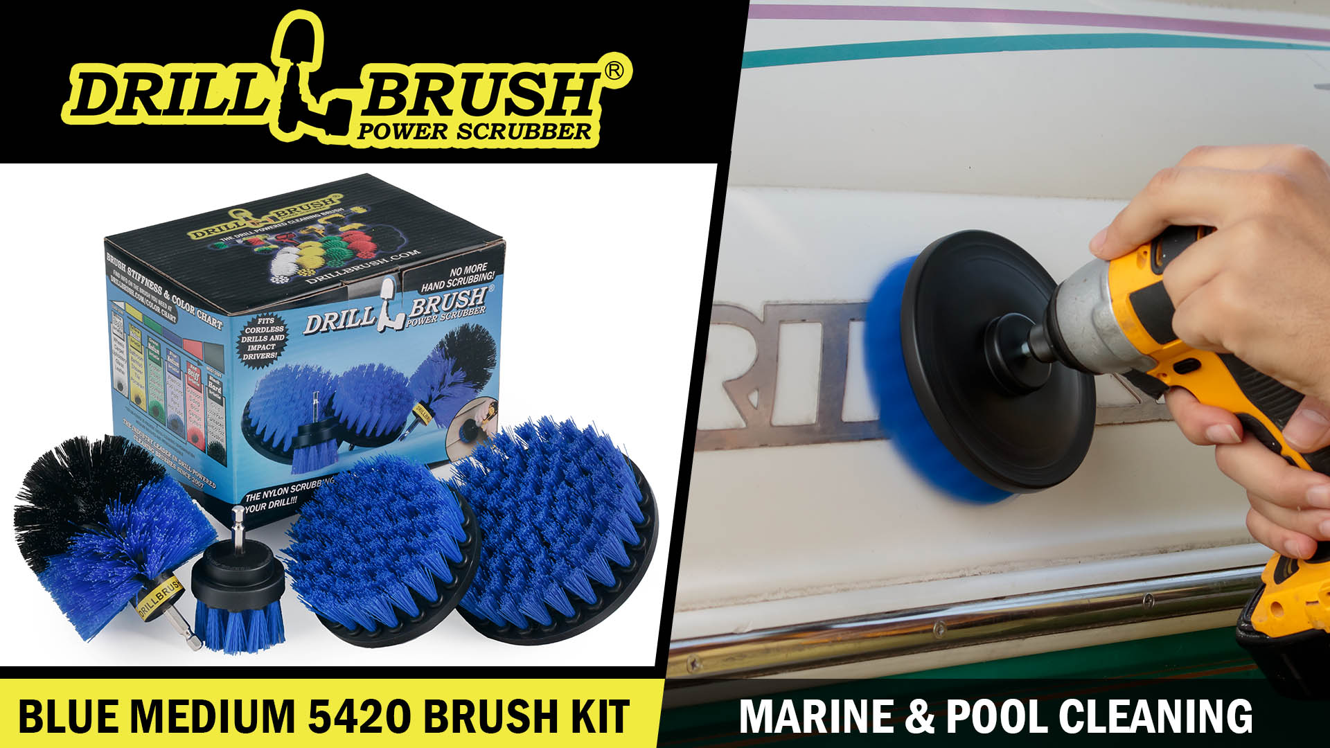 thumbnail video image 2 of Drillbrush Swimming Pool Accessories - Drill Brush Power Scrubber Kit - Pool Brush for Vinyl Liners - Hot Tubs and Spas - Pool Cover Brush Heads - Hot Tub Power Scrub Brushes - Walls and Deck, 2 of 8