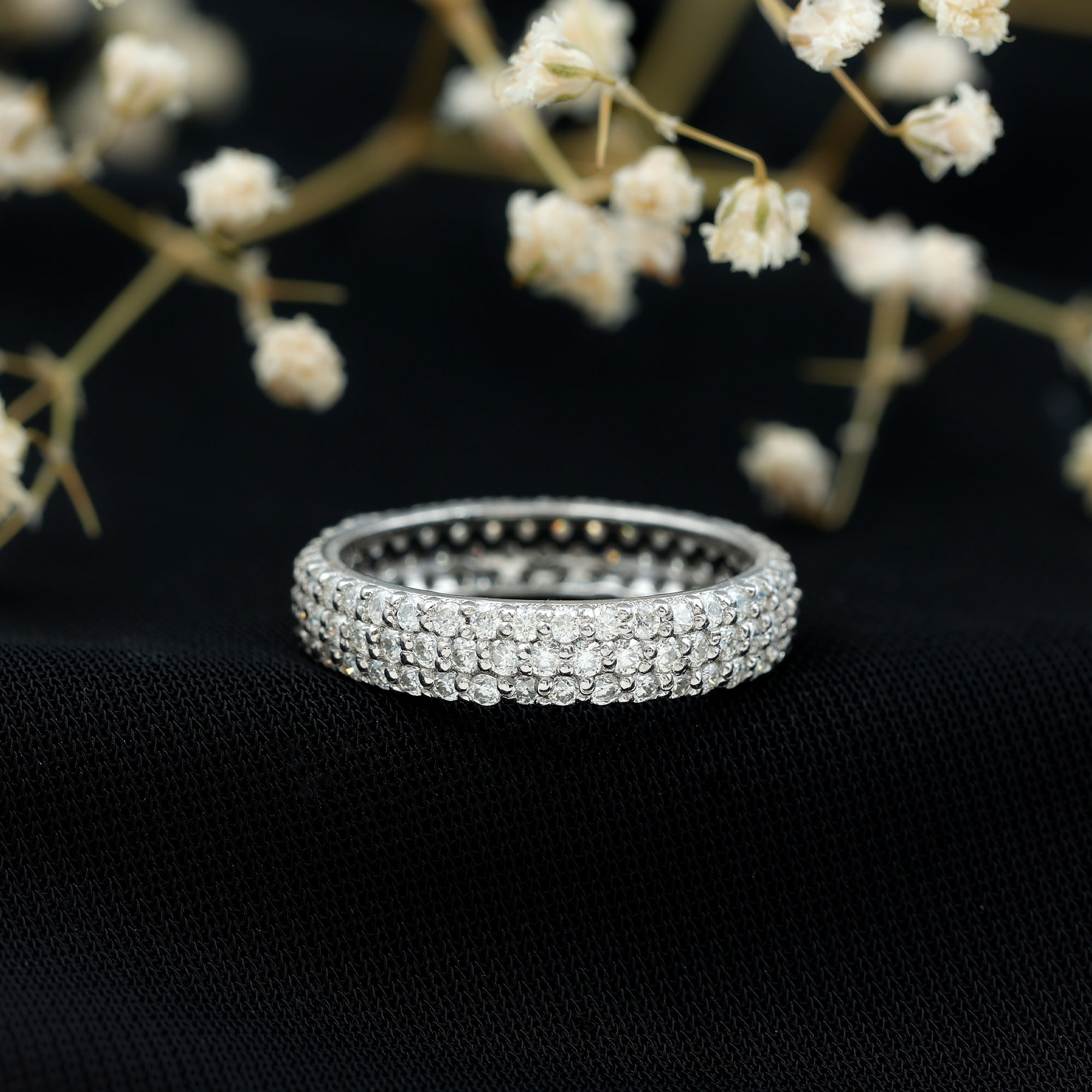 thumbnail video image 2 of Rosec Jewels Classic Moissanite Eternity Band Ring for Women (D-VS1 Grade) - Anniversary Band Ring, 18K Yellow Gold, US 5.50, 2 of 7