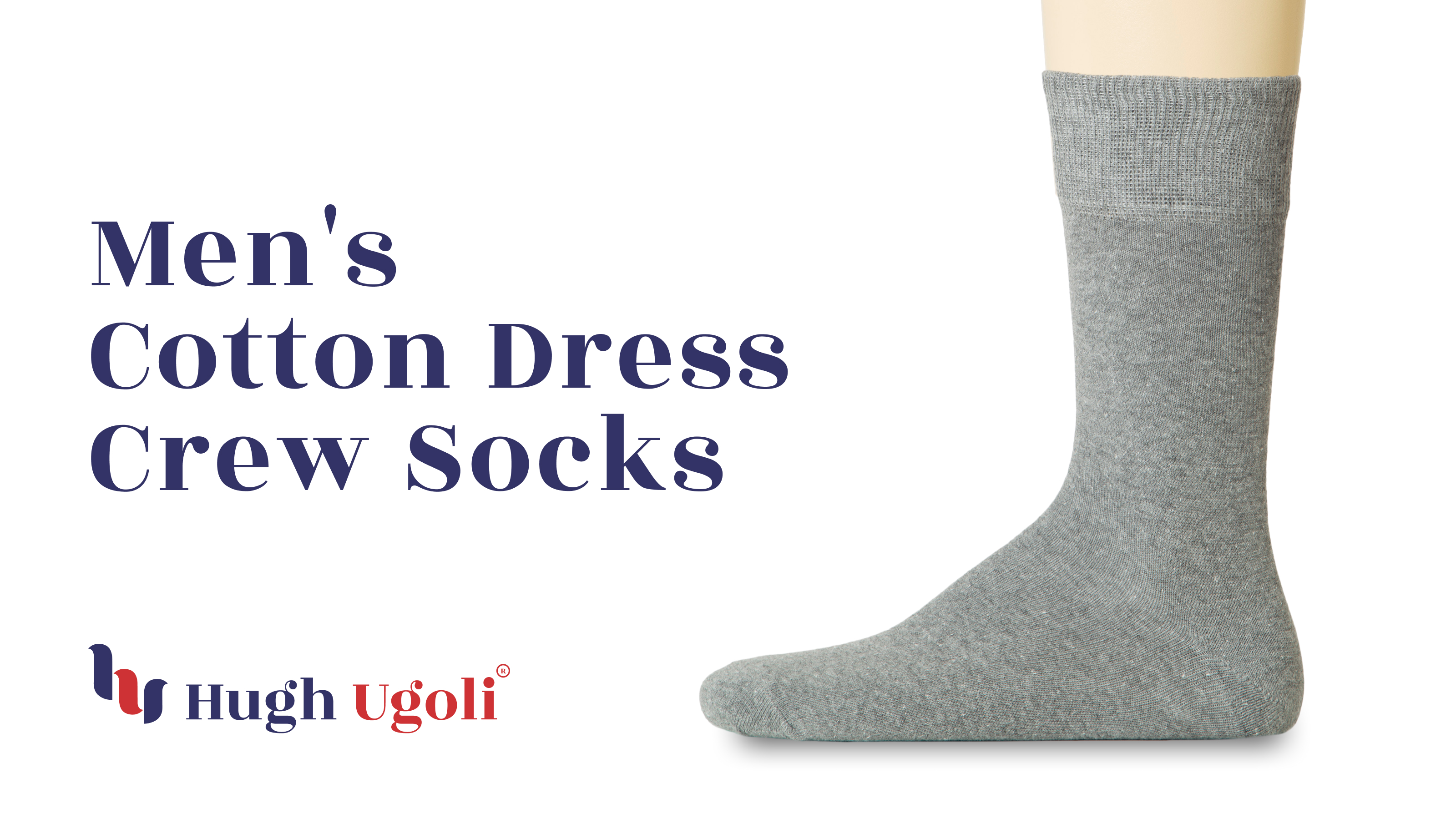 thumbnail video image 2 of HUGH UGOLI Mens Cotton Dress Socks | Plain Colors, Regular Fit, Crew, Casual Socks | 3 Pack, Navy Blue, Shoe Size: 6-8, 2 of 7