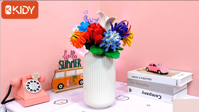 thumbnail video image 2 of OKKIDY Flower Bouquet Building Set Compatible with Lego, ABS Material Building Block Flower, Idea Gifts for Adults Women Girls Ages 6+, No Vase, 1009PCS, 2 of 19