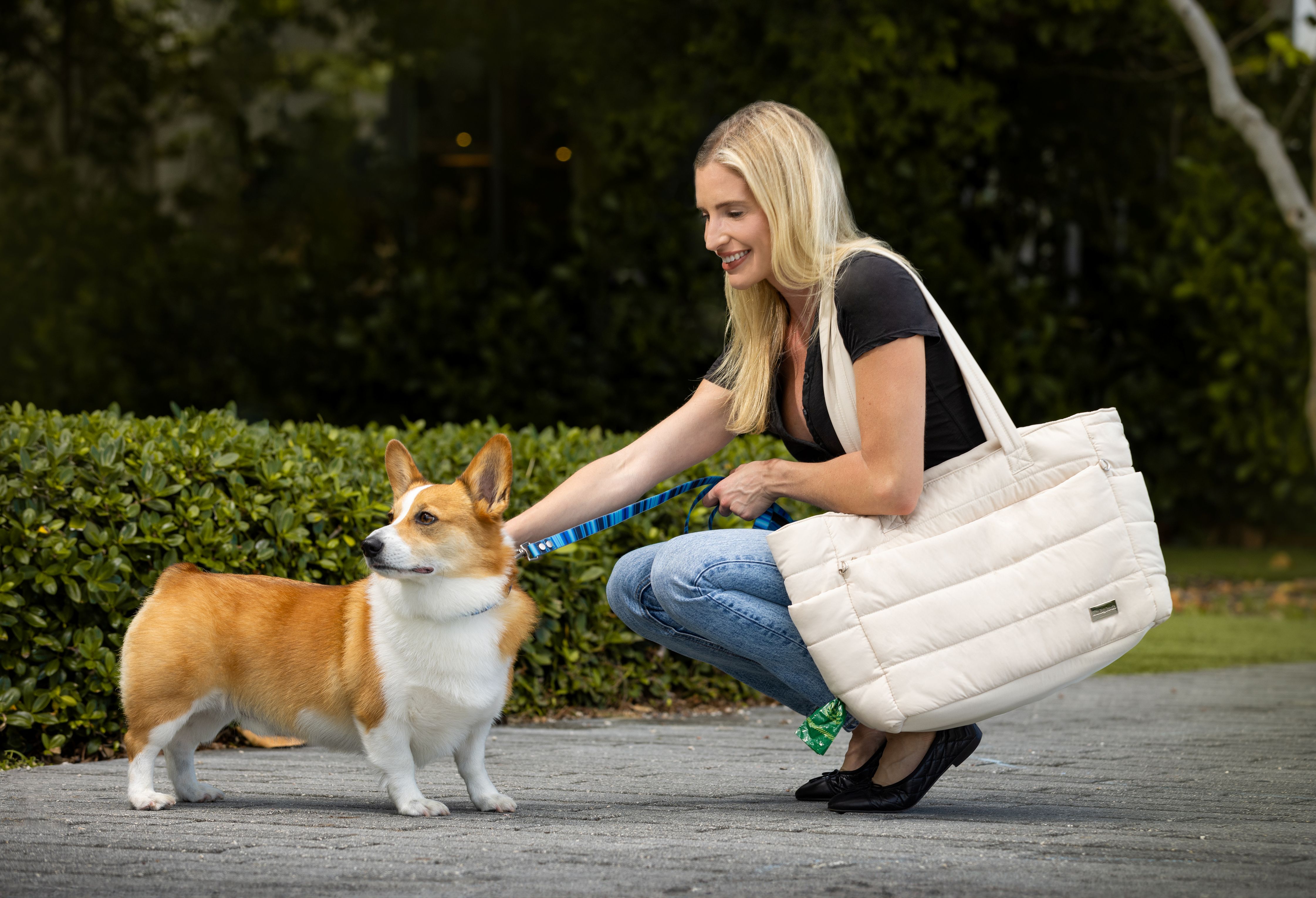 thumbnail video image 3 of Rubyloo Dog Travel Bag for Supplies, Puffer Tote Bag with Pet Bowls and Food Storage, Lightweight Portable Pet Travel Tote for Dog Owners, Black, 3 of 10