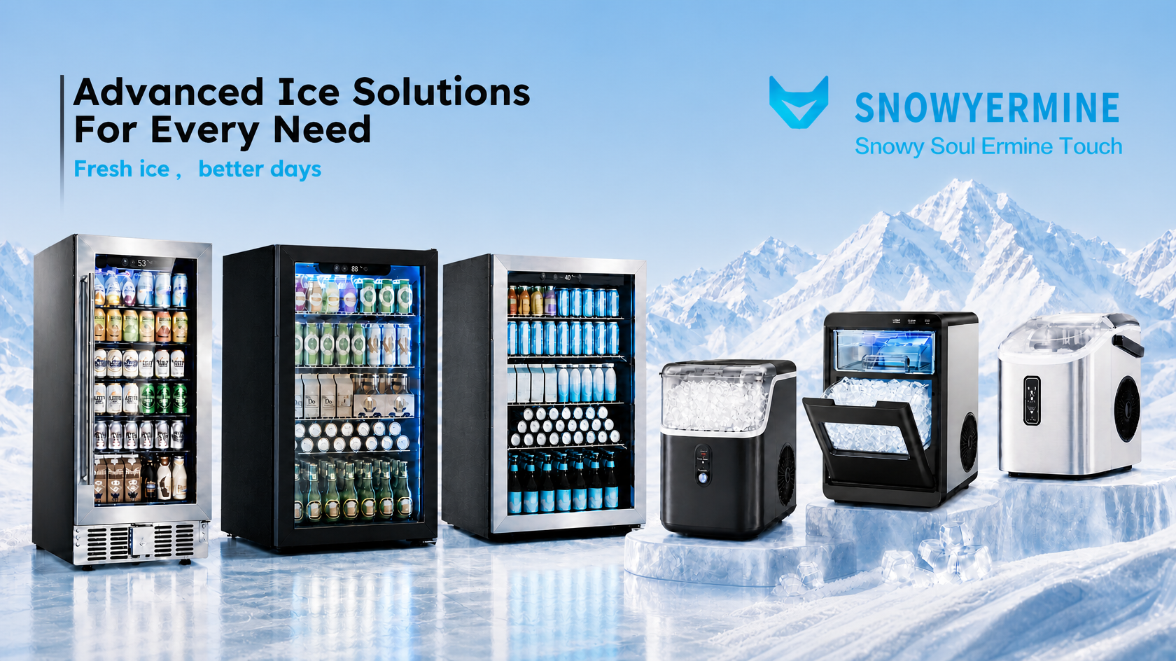thumbnail video image 2 of Snowyermine Nugget Ice Maker Countertop, 35 lbs per Day, Soft, Chewable Sonic-Style Pebble Ice, One-Touch Self-Cleaning, Stainless Steel, Silver, for Home, Kitchen, Office, RV and Camping, 2 of 11