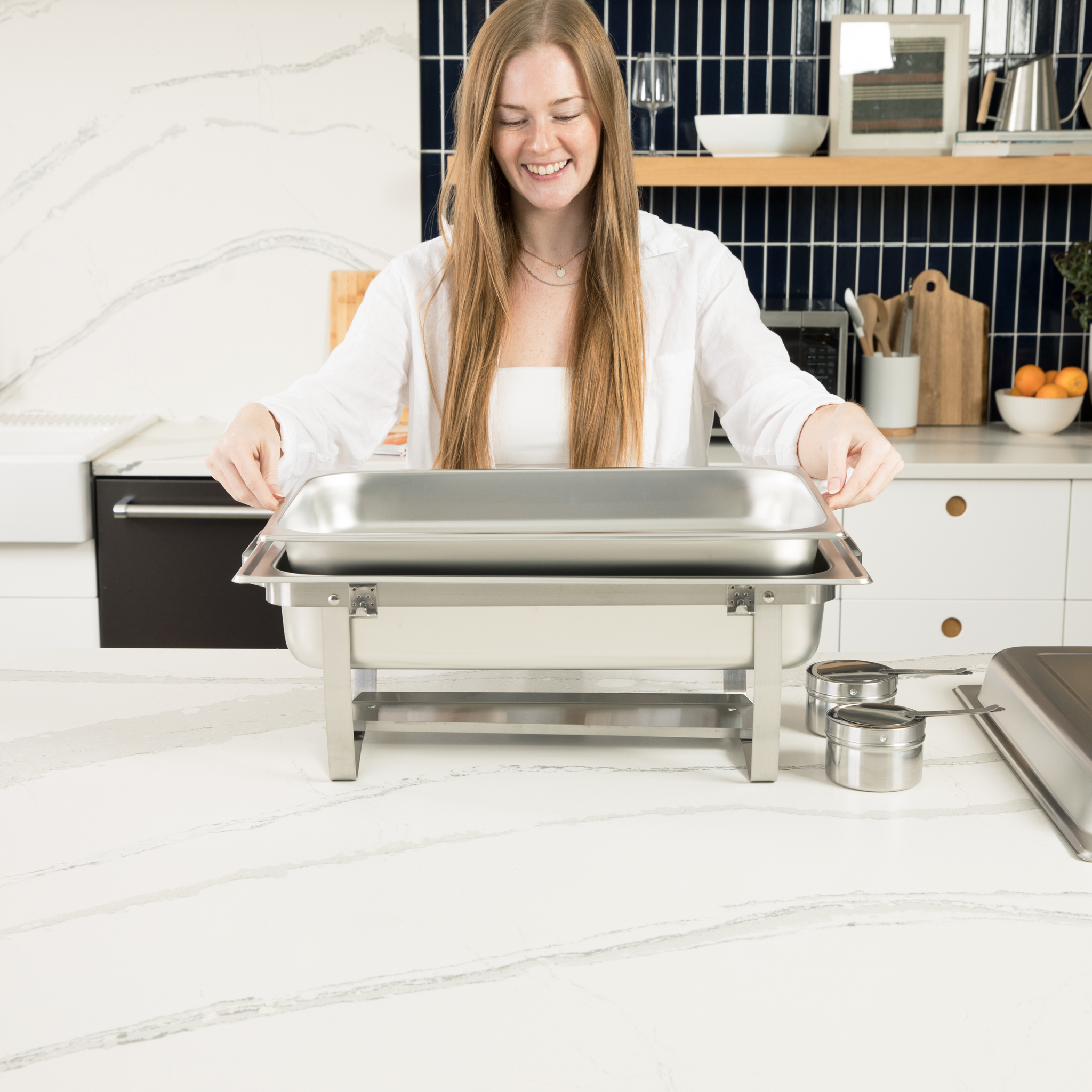 thumbnail video image 2 of ALPHA LIVING 70012-Gray 2 Pack 8QT Chafing Dish High Grade Stainless Steel Chafer Complete Set, 8, 2 of 9