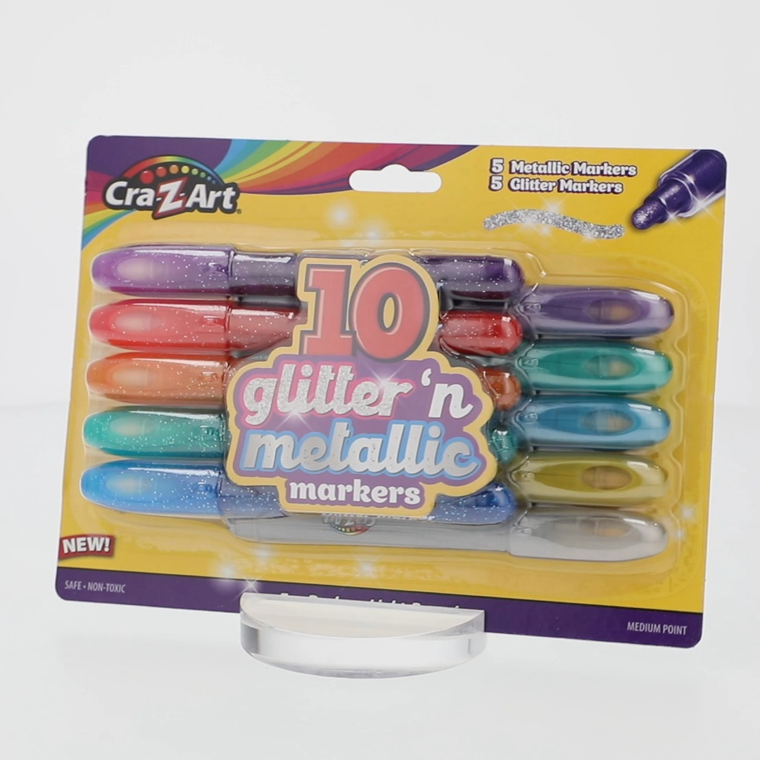Cra-Z-Art Glitter and Metallic Art Marker Set, 5 glitter and 5