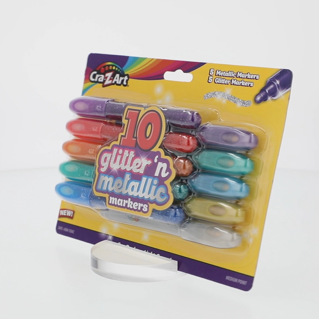 Cra-Z-Art Glitter and Metallic Art Marker Set, Multicolor, 10ct