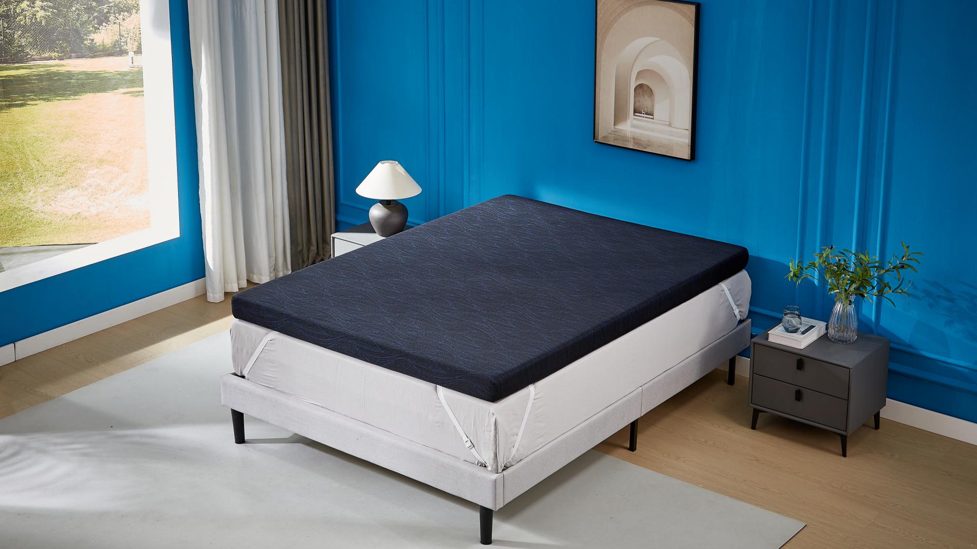 thumbnail video image 2 of FOLVUTY 3 inch Queen Firm Mattress Topper with Removable Washable Cover, Cooling Gel Memory Foam Mattress Topper, Non-Slip, Pressure Relief, CertiPUR-US Black, 2 of 16