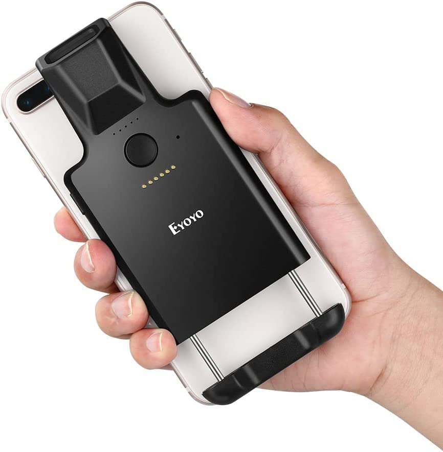 thumbnail video image 2 of Eyoyo 1D 2D QR Code Barcode Scanner Bluetooth Wireless Phone Back Clip UPC ISBN Inventory Barcode Reader Compatible with iPhone, Android Phone,PC, 2 of 13