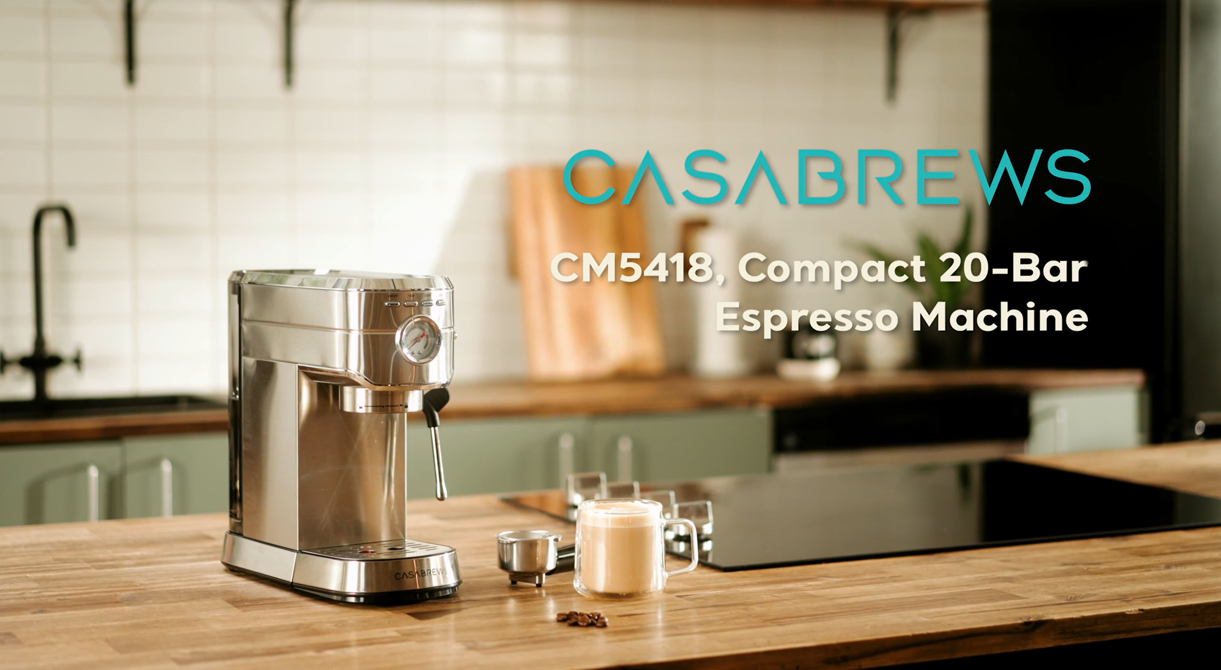 thumbnail video image 2 of CASABREWS CM5418 Espresso Machine 20 Bar, Compact Espresso Maker with Steam Milk Frother, Stainless Steel Coffee Machine with 34oz Removable Water Tank for Cappuccino Latte,Royal Blue, 2 of 8