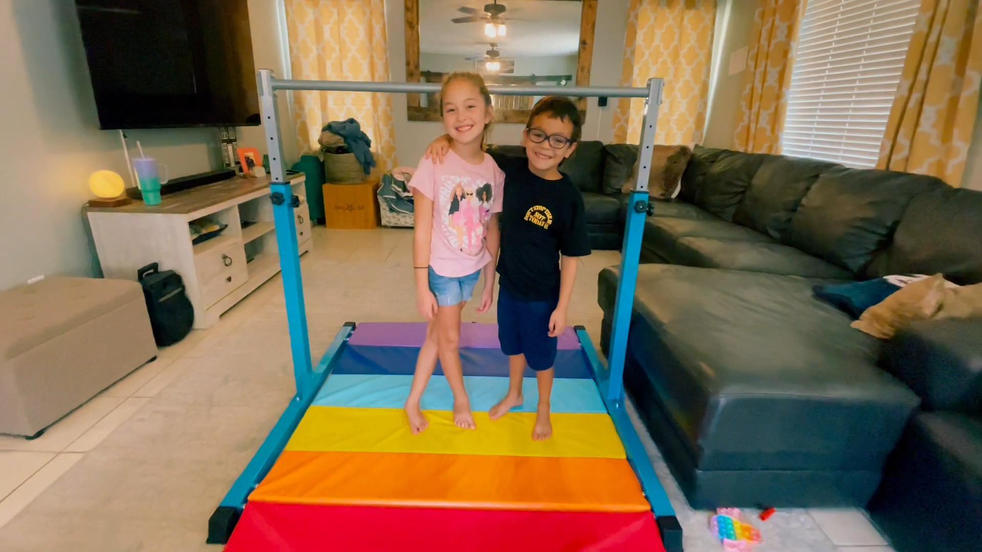 thumbnail video image 2 of Safly Fun Anti Slip Adjustable Steel Gymnastics Bar, 50 in Width, 2 of 8