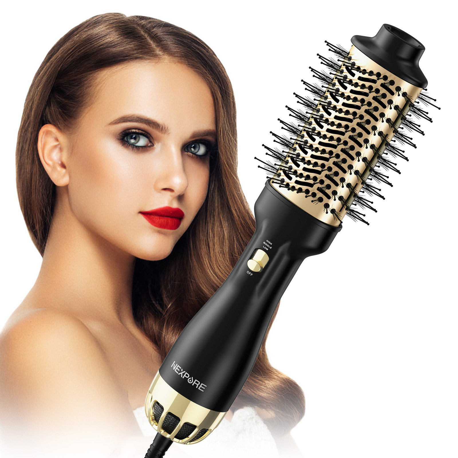 thumbnail video image 2 of NEXPURE Hair Dryer Brush, 4 in 1 Blow Dryer Brush with Negative Ion Anti-Frizz Ceramic Titanium Barrel Hot Air Brush for Hair Styling, 2 of 9