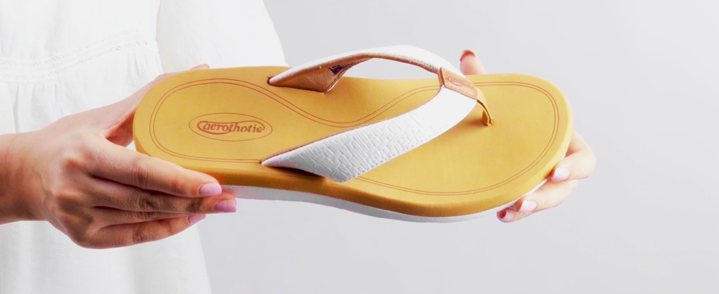 thumbnail video image 2 of Aerothotic Solace Beach Sandals For Woman – Comfort Women's Flip-Flops Lightweight Thong Slippers Quick Dry Girls Flip Flops - Indoor Outdoor Non Slip Yoga Mat Footbed Footwear Ladies Sandals, 2 of 6