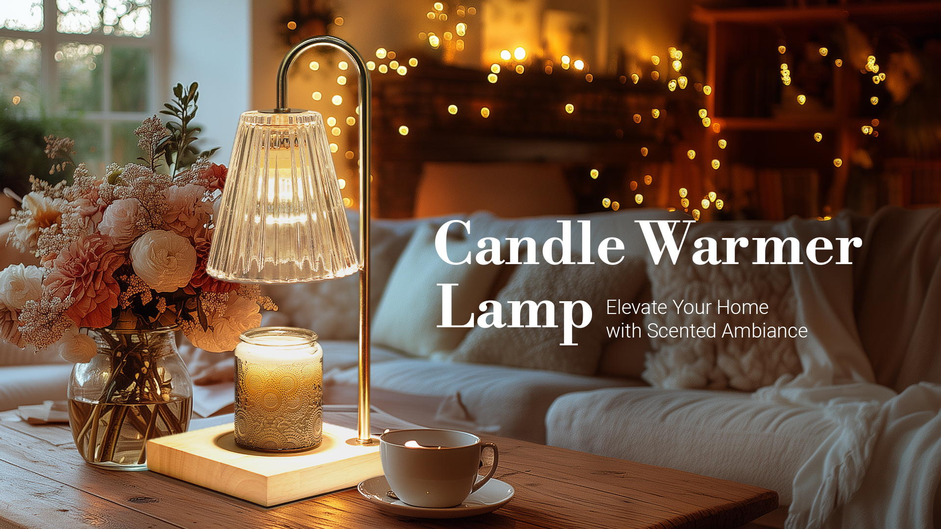 thumbnail video image 2 of Marycele Candle Warmer Lamp with Timer, Dimmable Wax Melter Amber Lampshade, Vintage Nightstand Lamp for Home Decor, 2 of 8