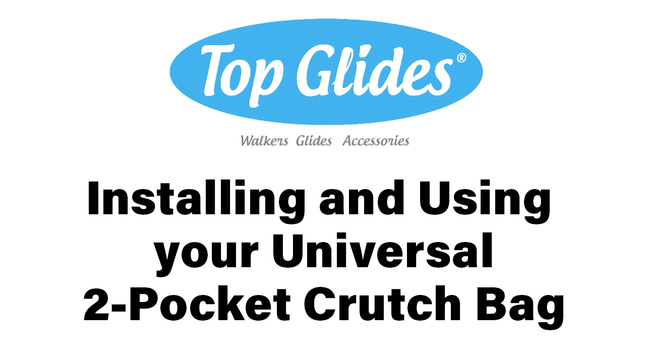 thumbnail video image 2 of Crutch Comfort Large Universal 2-Pocket 8"x9" Crutch Bag/ Tote/ Pouch (Black), 2 of 5