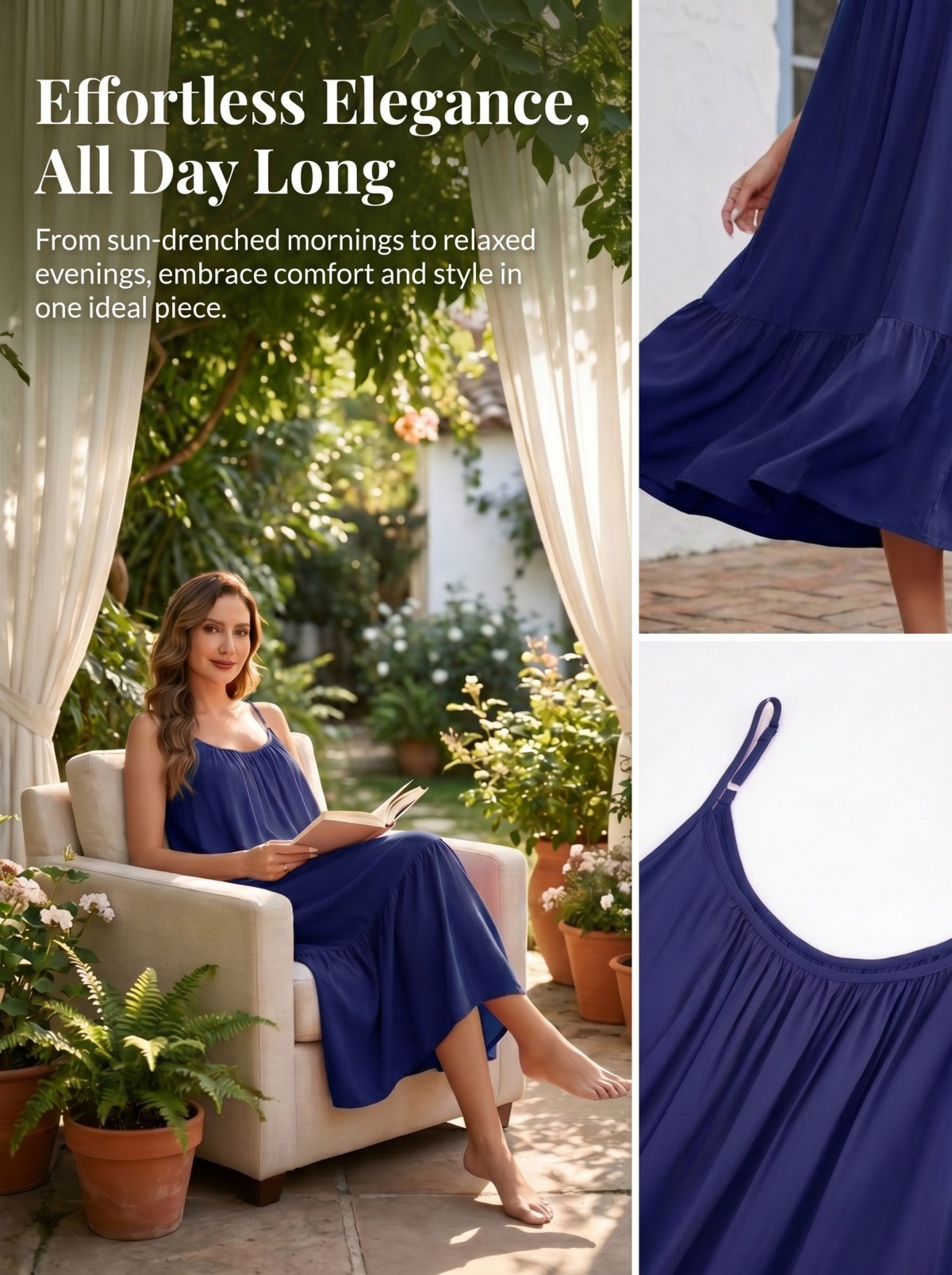 thumbnail video image 2 of Sexy Dance Long Dress for Women Plus Size Summer Sundress With Pockets Sleeveless Party Dress Scoop Neck Night Gowns Dresses Sleepwear Pajama Nightdress, 2 of 10