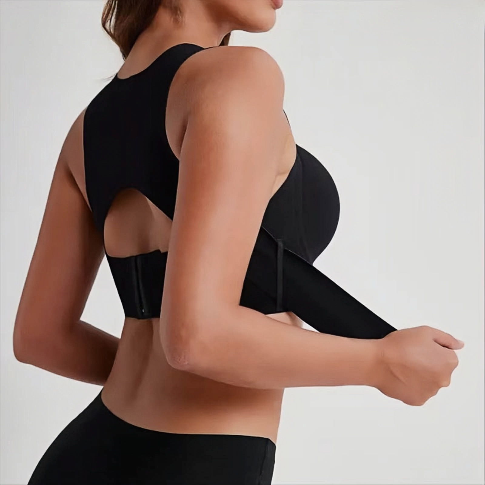 thumbnail video image 2 of Posture Corrector Bra for Women, Wireless Cross-Back Full Coverage Front-lock Support Push Up Bras, 2 of 6