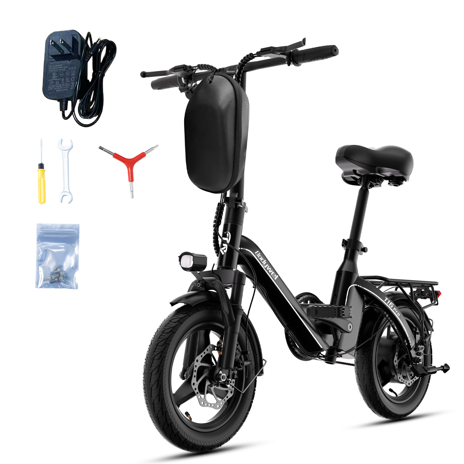 thumbnail video image 2 of Bodywel Folding Electric Bicycle for Teens Adults, Mini E Bike City Commuter, 500W Motor, 36V 10Ah Battery, 20 mph, UL2849 Certified, 2 of 12