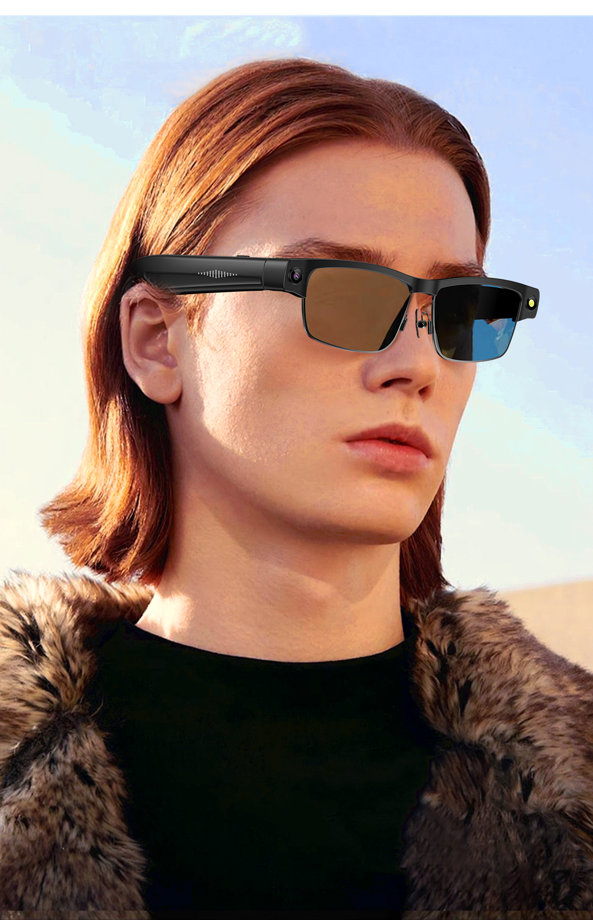 thumbnail video image 2 of AI-Powered Smart Bluetooth Sunglasses - 144-Language Translation, ChatGPT Voice, 1080P Camera, Open-Ear Audio, UV Protection, Wifi, Anti-Blue Light for Travel Men Women, 2 of 11