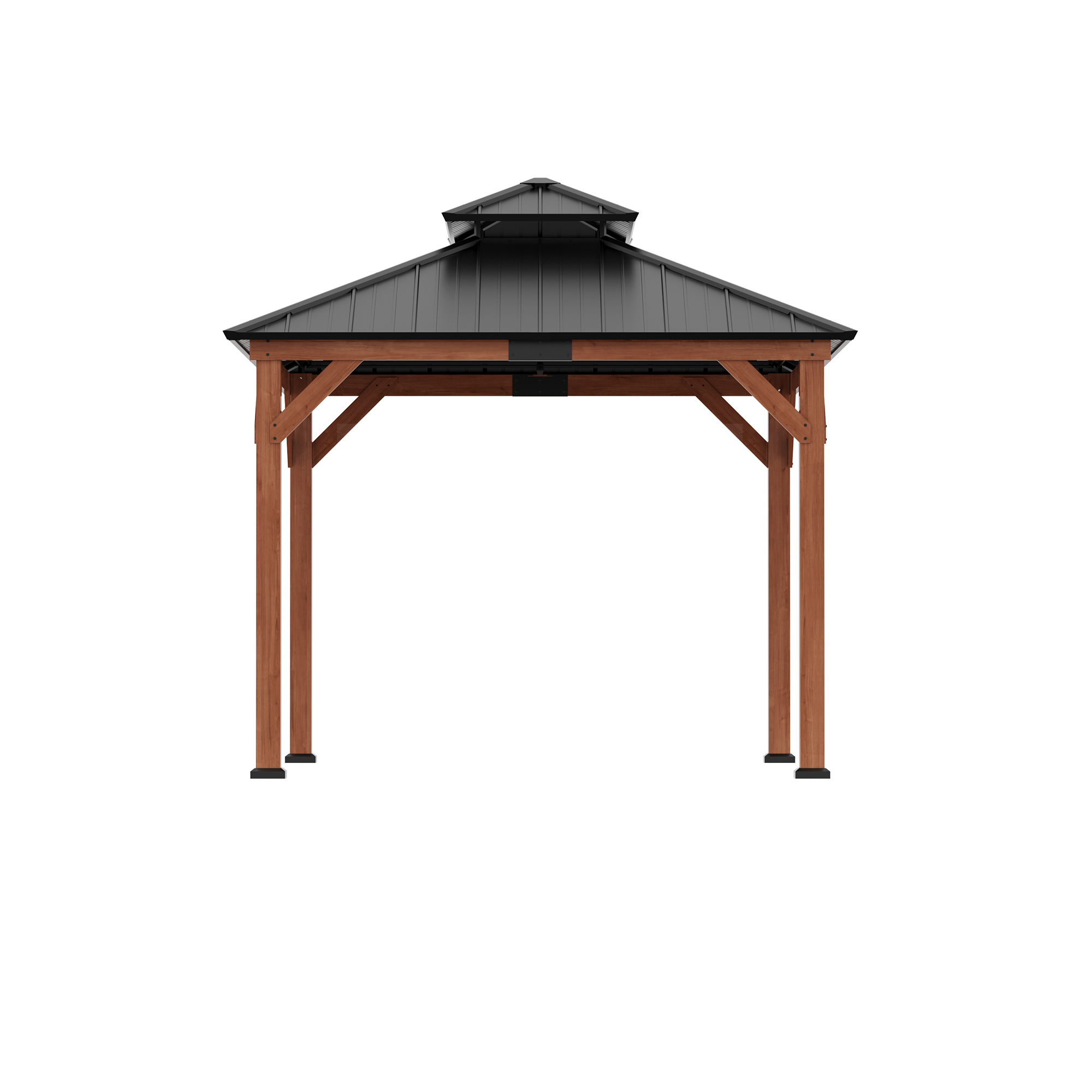 Modern Shade 10'x12' Gazebo Cedar Wood Frame Double Galvanized
