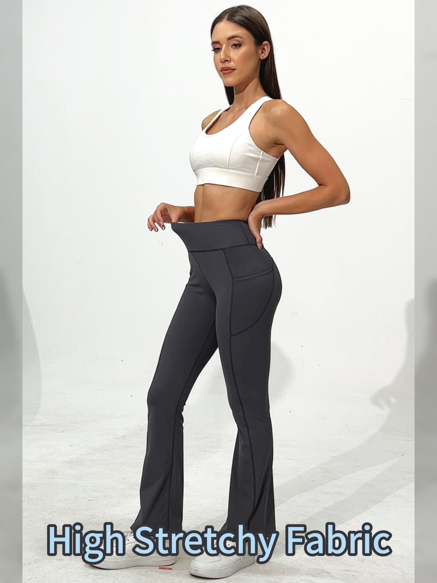 thumbnail video image 2 of Shgiloo 3PCS Women’s High Waist Tummy Control Flare Leggings with Pockets, 2 of 7