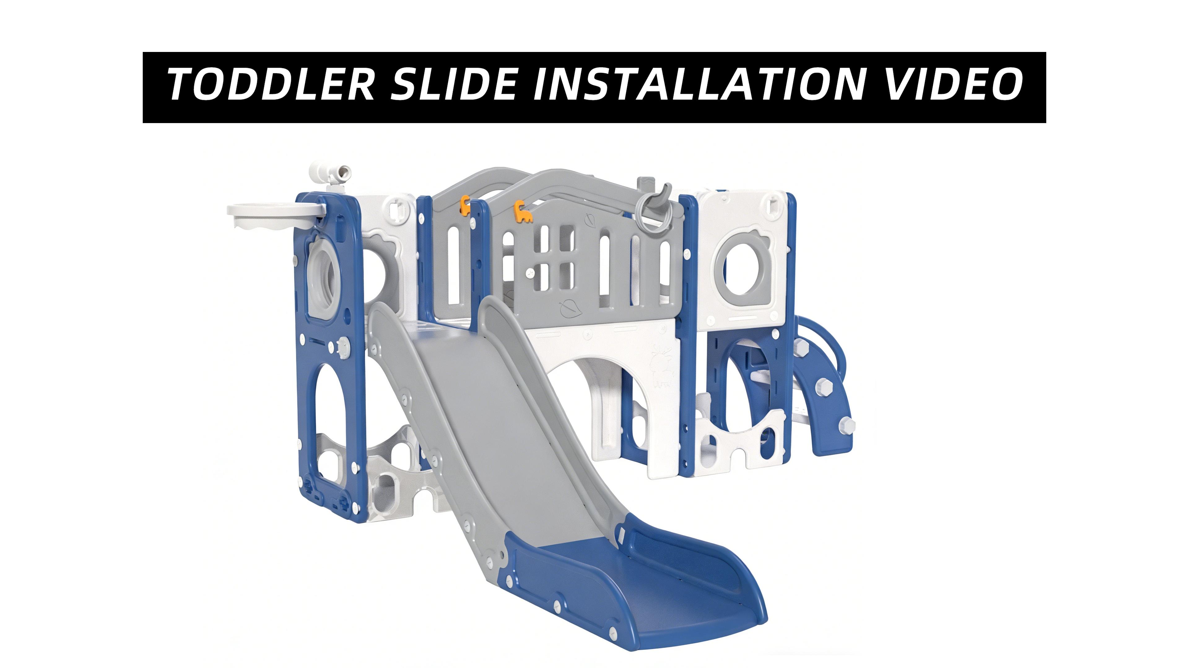 thumbnail video image 2 of XJD 11 in 1 Toddler Slide PlaySet for kids indoor/outdoor for Toddlers Age 1-3, Coffee, 2 of 14