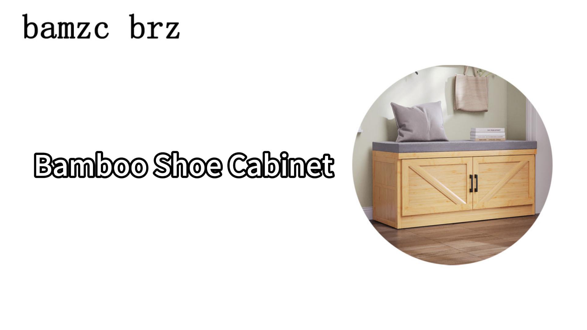 thumbnail video image 2 of bamzc brz 2-Tier Shoe Storage Bench with Adjustable Shelf and Cushion, Spacious Shoe Storage, Natural, 2 of 9