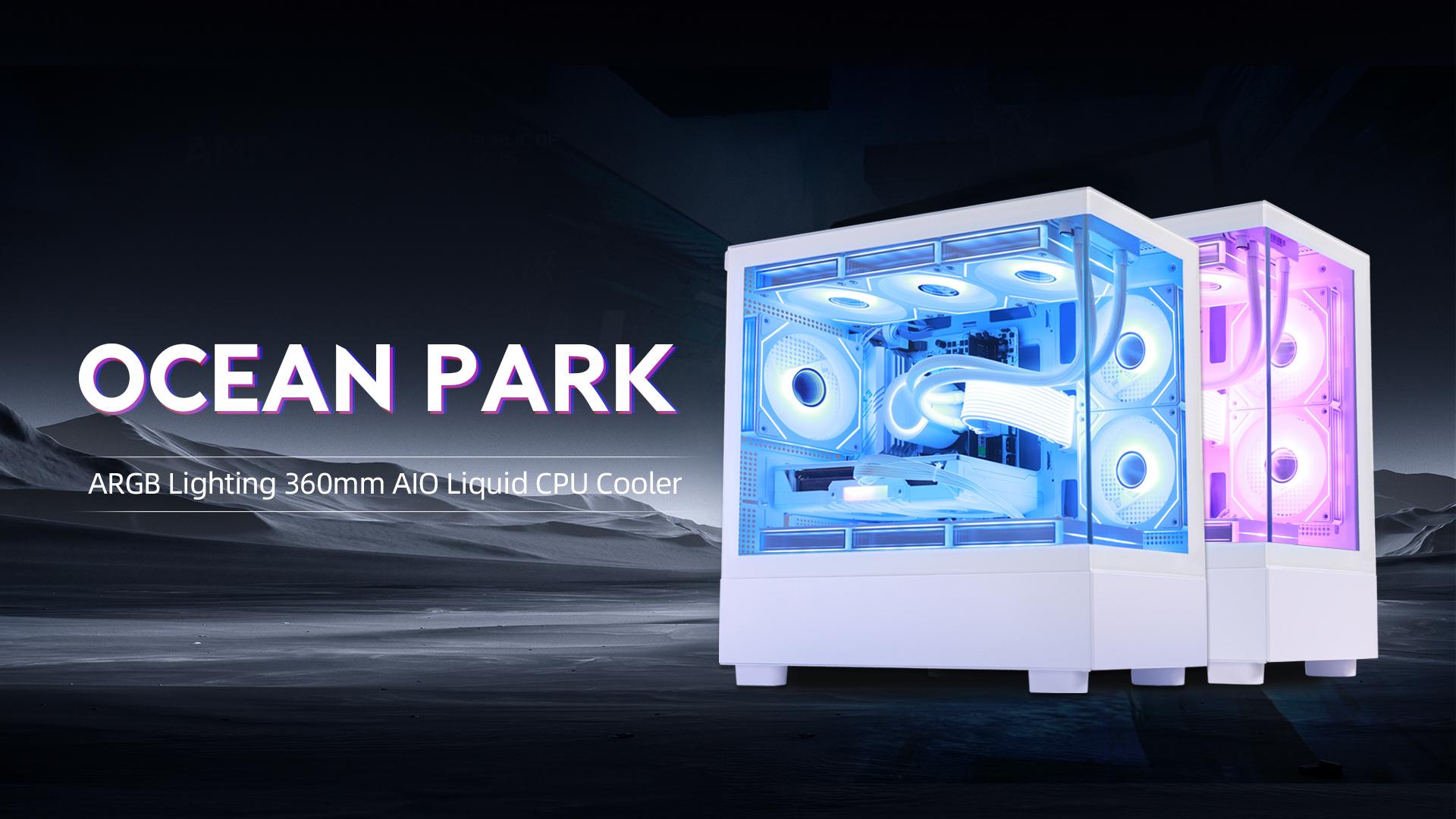 thumbnail video image 2 of Hoengager Ocean Park Gaming PC-AMD Ryzen 7 9700X (Zen 5) 8-Core 3.8 GHz, 32GB DDR5 RAM,1TB PCI-E +1TB 2.5 SSD, RTX 5060 8G, 360 Liquid-Cooled, RGB Fans, WIFI &Bluetooth ,Win 11 Pro 64bit -White, 2 of 12