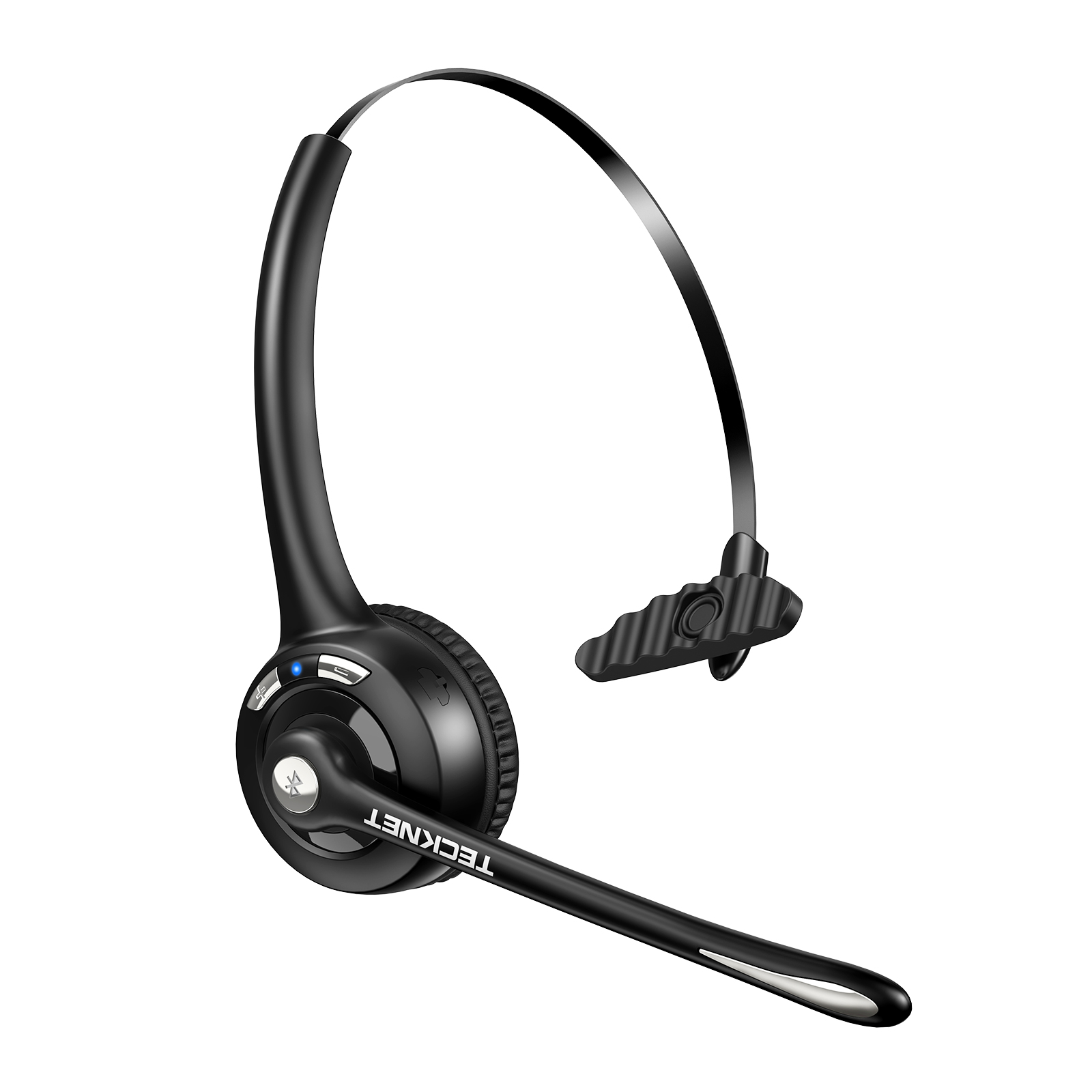thumbnail video image 2 of TECKNET Bluetooth Headset, Wireless Headset with Noise Canceling Microphone for Trucker, On-Ear Bluetooth Headphone with Mute Mic for Work, 2 of 8
