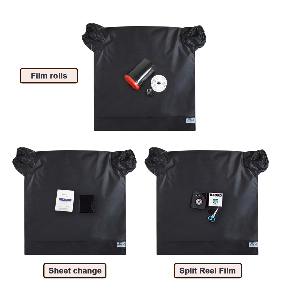 thumbnail video image 2 of eTone Darkroom Film Changing Bag Light-Proof Double Layer Zipper Anti Static Film Developing Bag Photography Supplies, 27.3x28.26", 2 of 7