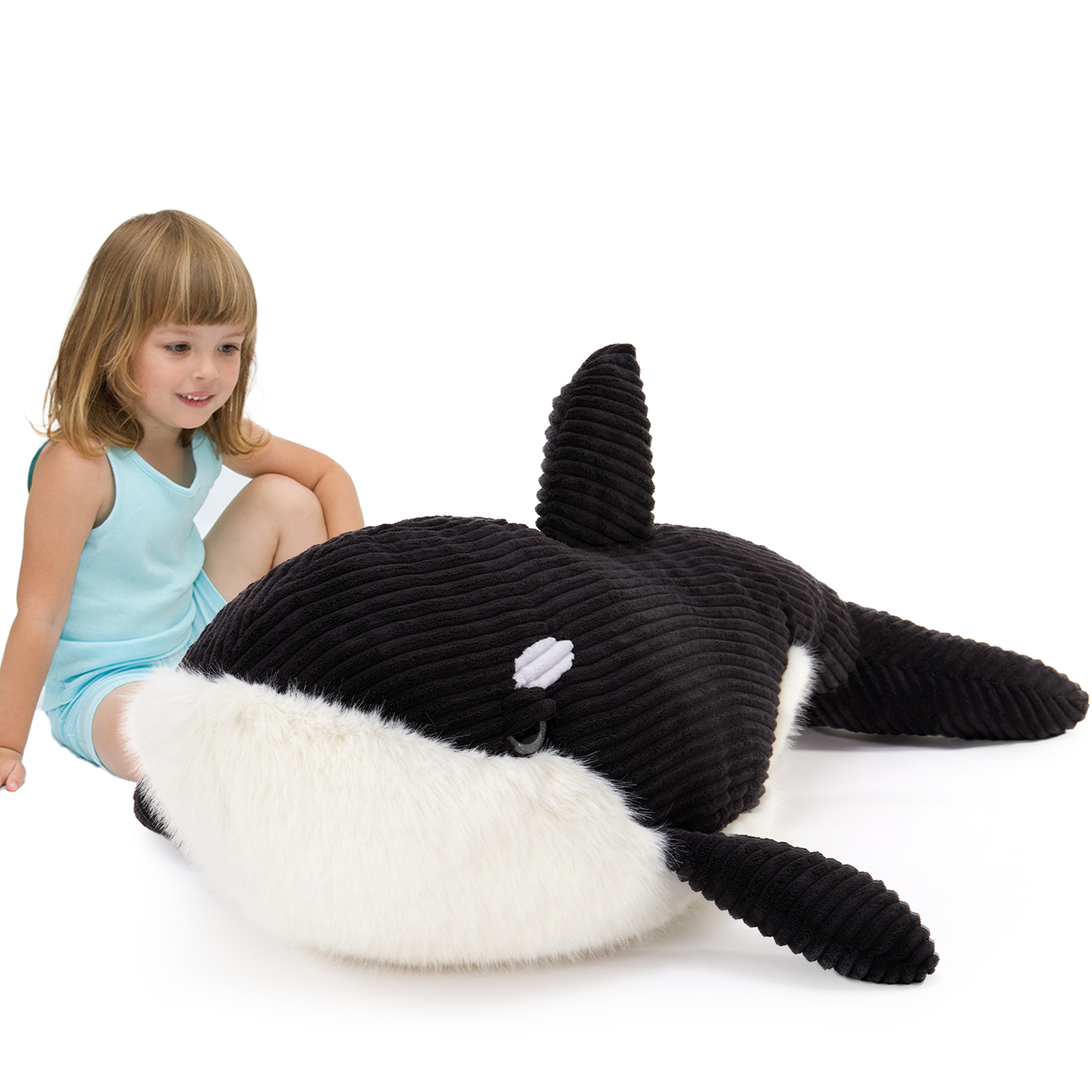 thumbnail video image 2 of MaoGoLan 47'' Giant Killer whale Stuffed Animal Large Orca Body Pillow Ocean Plush Toy, 2 of 10