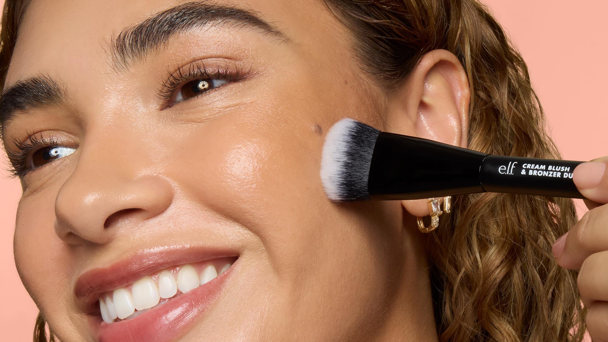 thumbnail video image 2 of e.l.f. Cream Blush & Bronzer Duo Brush, 2 of 9