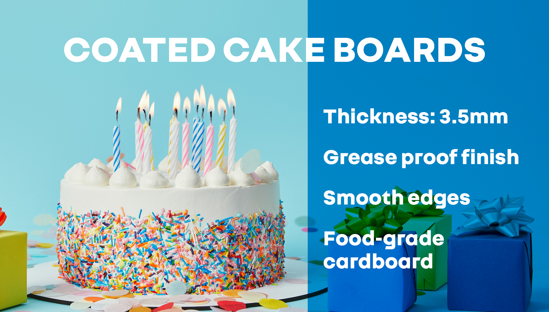 thumbnail video image 2 of Cake S.O.S 10x14 inch Rectangle White Coated Cardboard Cake Board, Greaseproof, (6-pack), 2 of 6