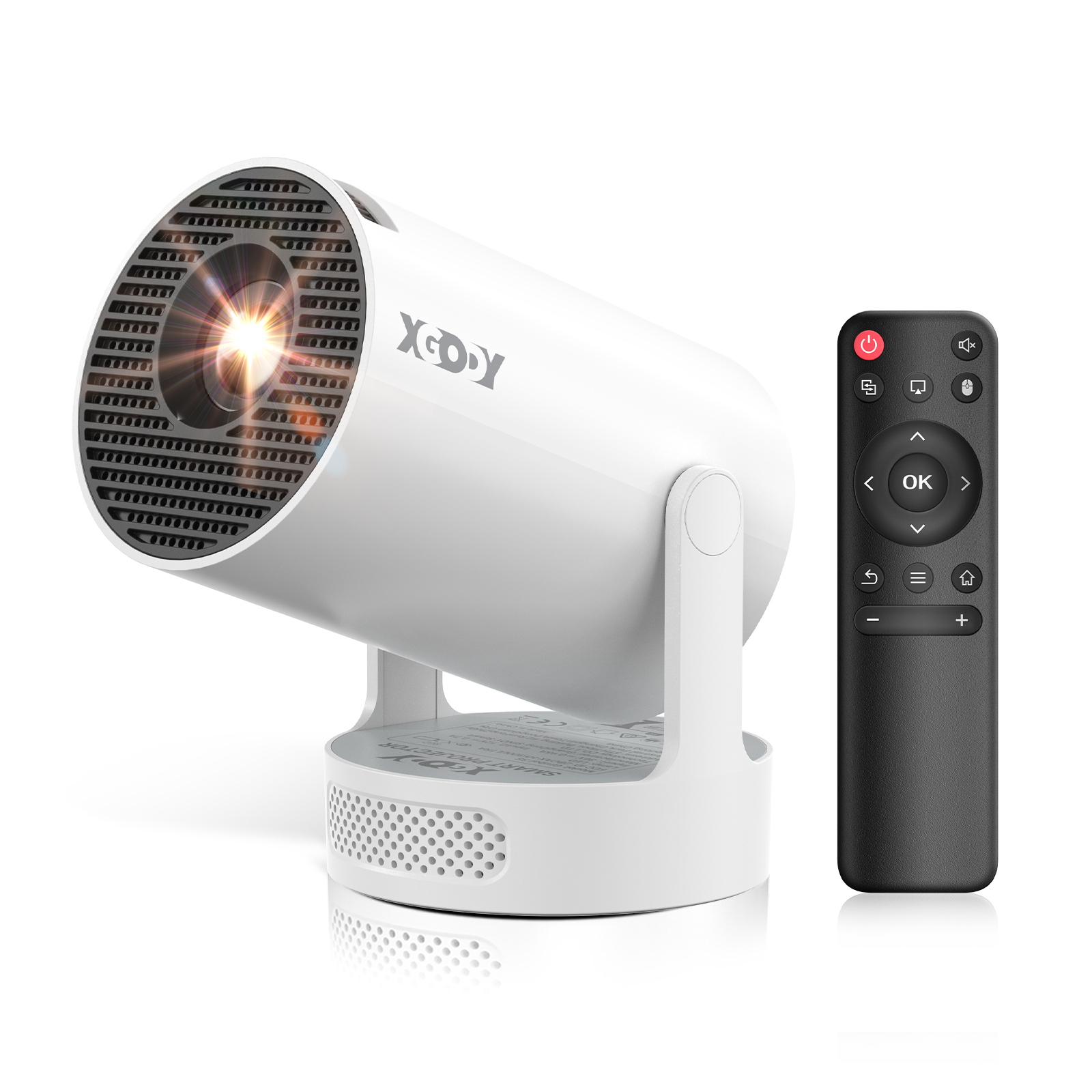 thumbnail video image 2 of XGODY Gimbal 3 NEW Smart Mini Portable Projector with Bluetooth & WiFi,Support 1080P,White, 1 Count, 2 of 11
