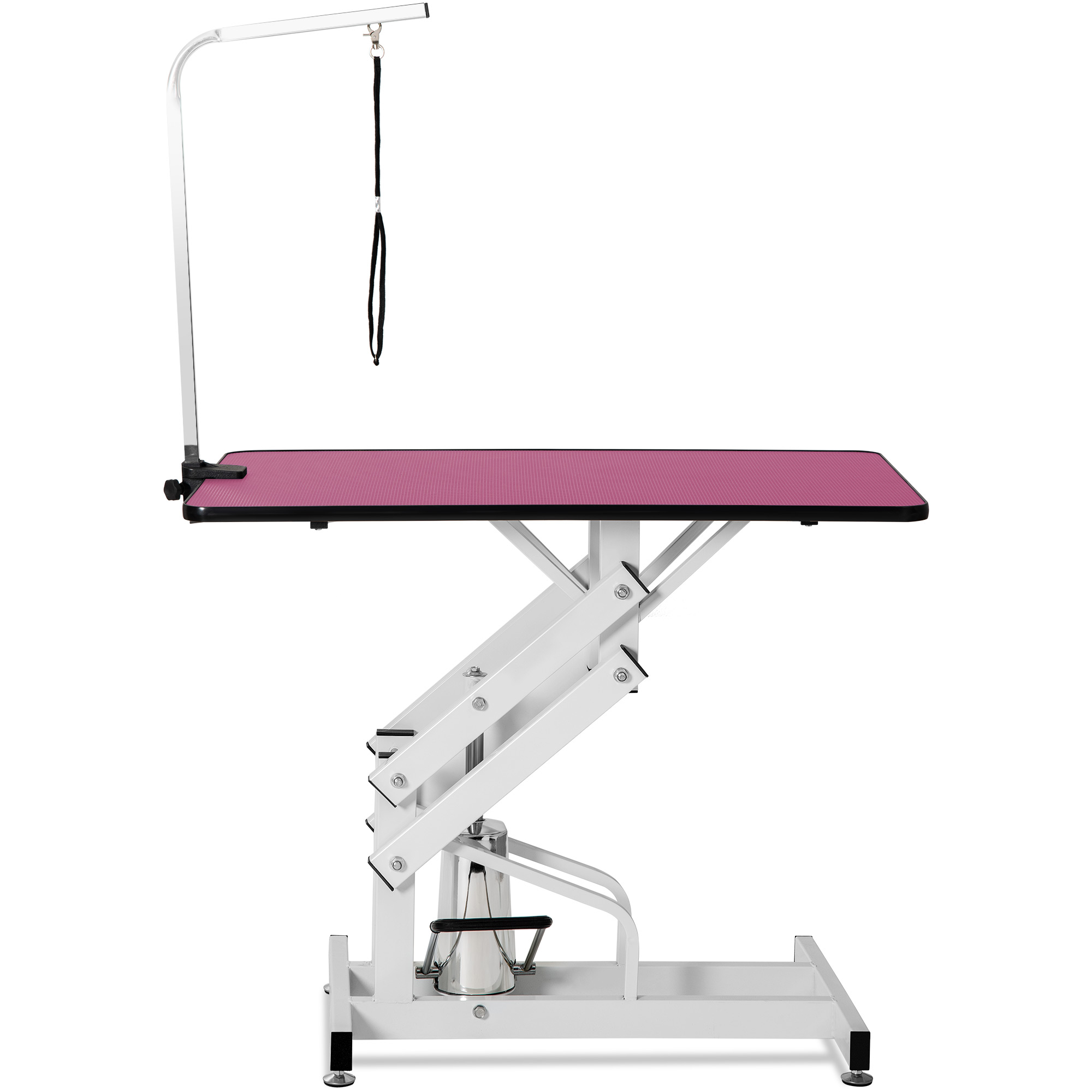thumbnail video image 2 of Demi Bonn 42" Pet Grooming Table for Dogs Cats, Z-Lift Adjustable Heavy Type Hydraulic Grooming Table, Foldable Dog Grooming Table for Home, Purple, 2 of 10