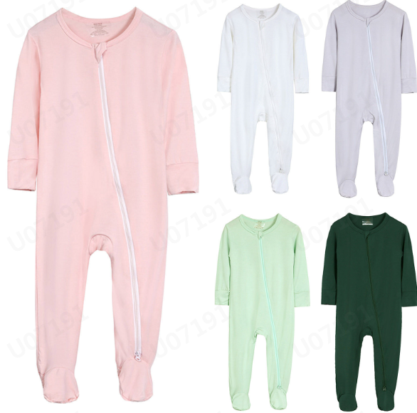 thumbnail video image 2 of HNMKIU Long Sleeve Baby Boys Girls Romper Sleeper Zipper Footed Pajamas Jumpsuit for Spring Summer Fall Seasons Z01_Army Green,3, 2 of 5