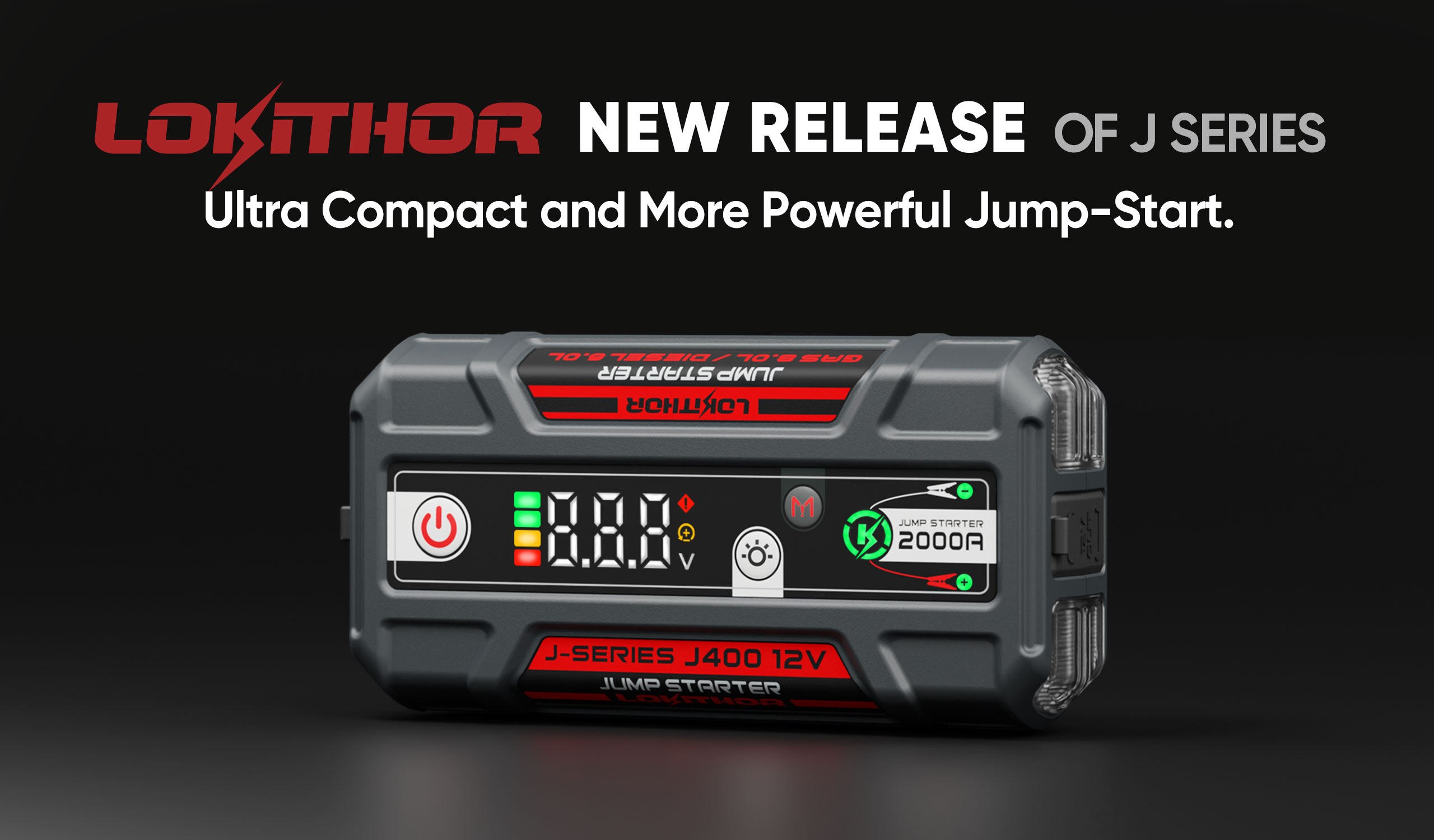 thumbnail video image 2 of LOKITHOR J400 2000A Car Jump Starter for 8L Gas/6L Diesel, Portable 12V Jump Box, ConnectMax Force Start, Power Bank for SUV & Truck, Battery Booster, 2 of 11