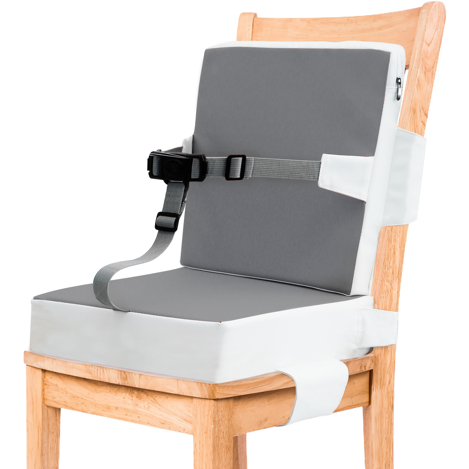 thumbnail video image 2 of Dznils Toddler Booster Seat for Dining Table, with Backrest, Safety Buckles, Non-Slip Bottom, Gray, 2 of 12