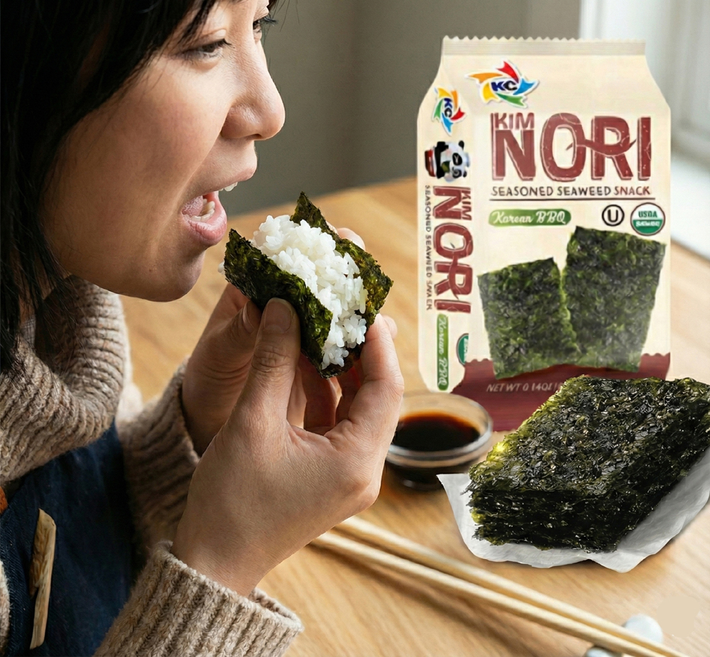 Kimnori Organic Seasoned Roasted Seaweed Snacks, 4g x 12, Non-GMO