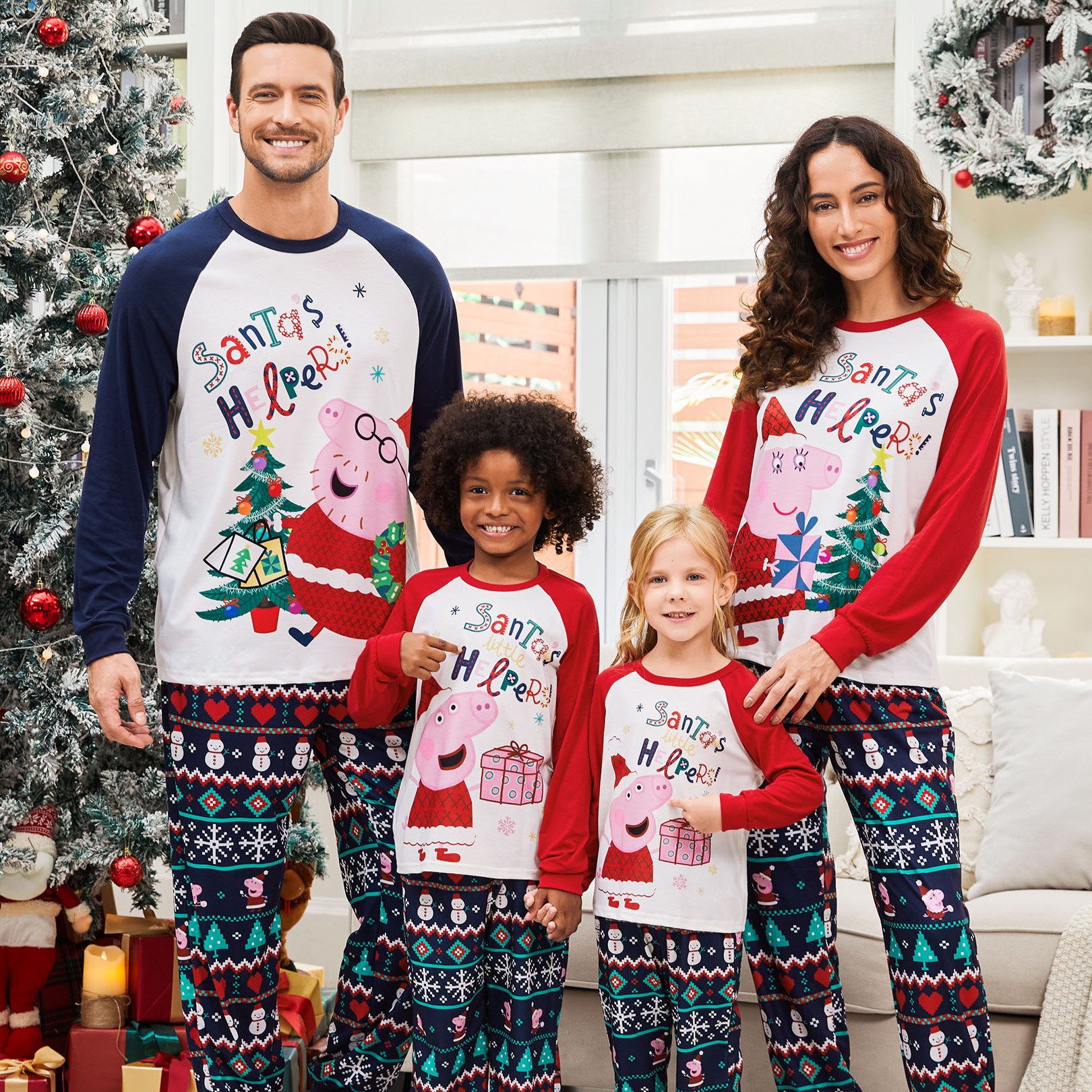 thumbnail video image 2 of Peppa Pig Toddler Boys Girls Christmas Pajamas Graphic Tops and Pants Kids Sleepwear Matching Pjs for Family, 2 of 15